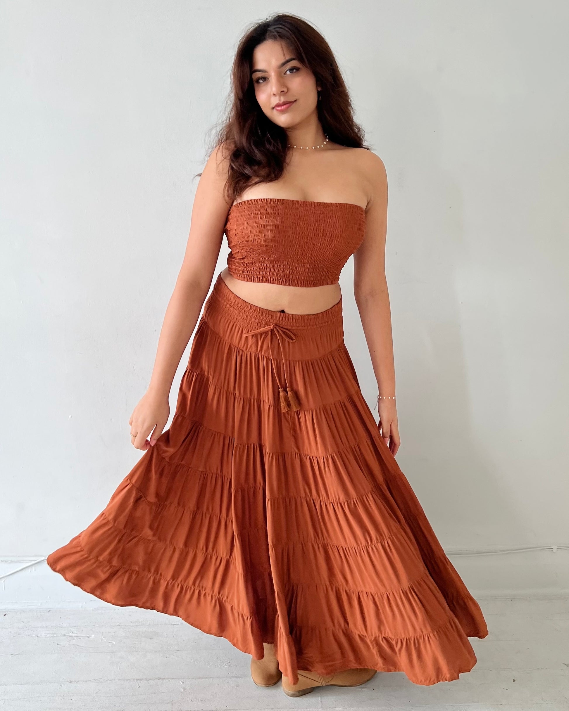 PENNY MAXI SKIRT GINGERBREAD