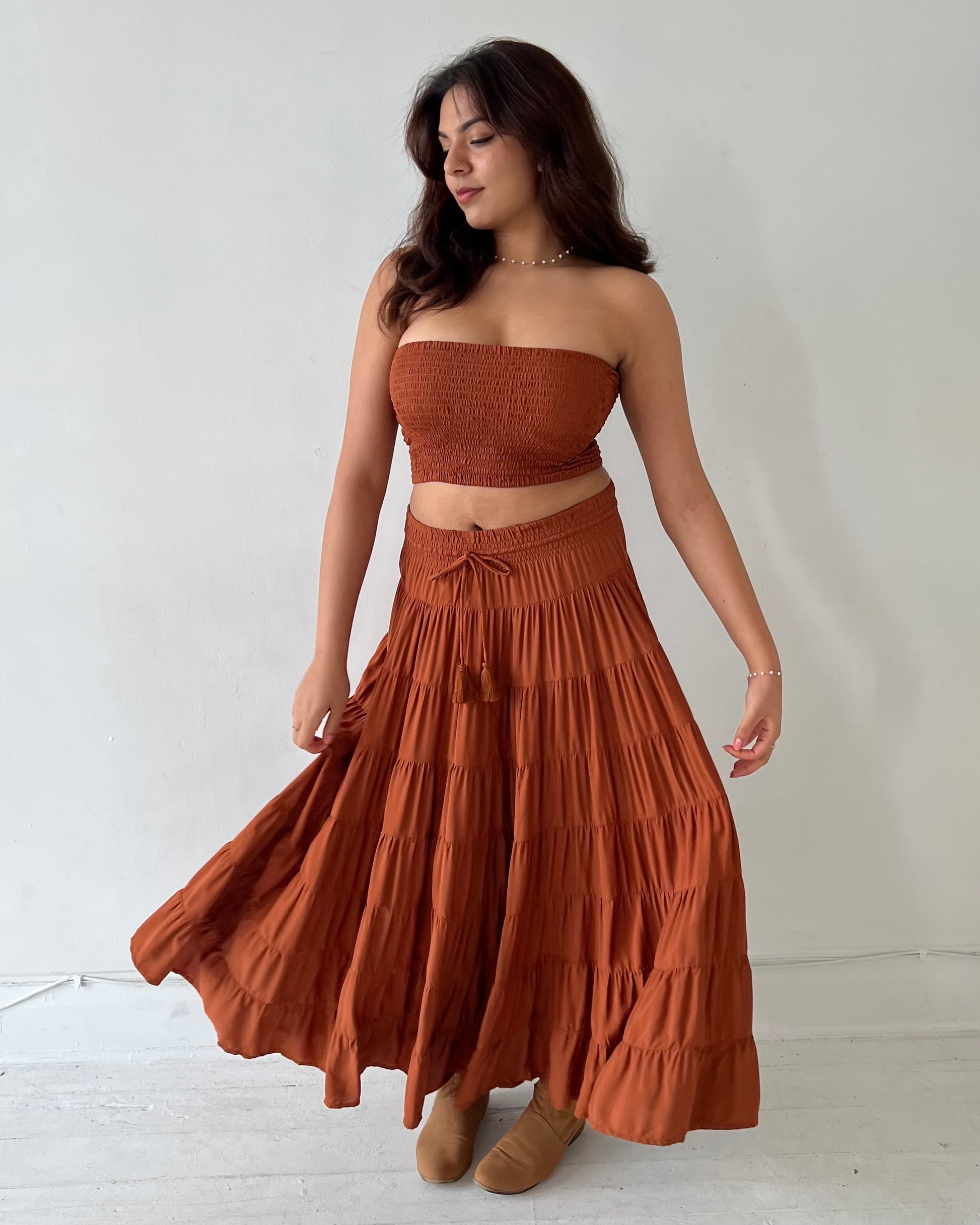 PENNY MAXI SKIRT GINGERBREAD