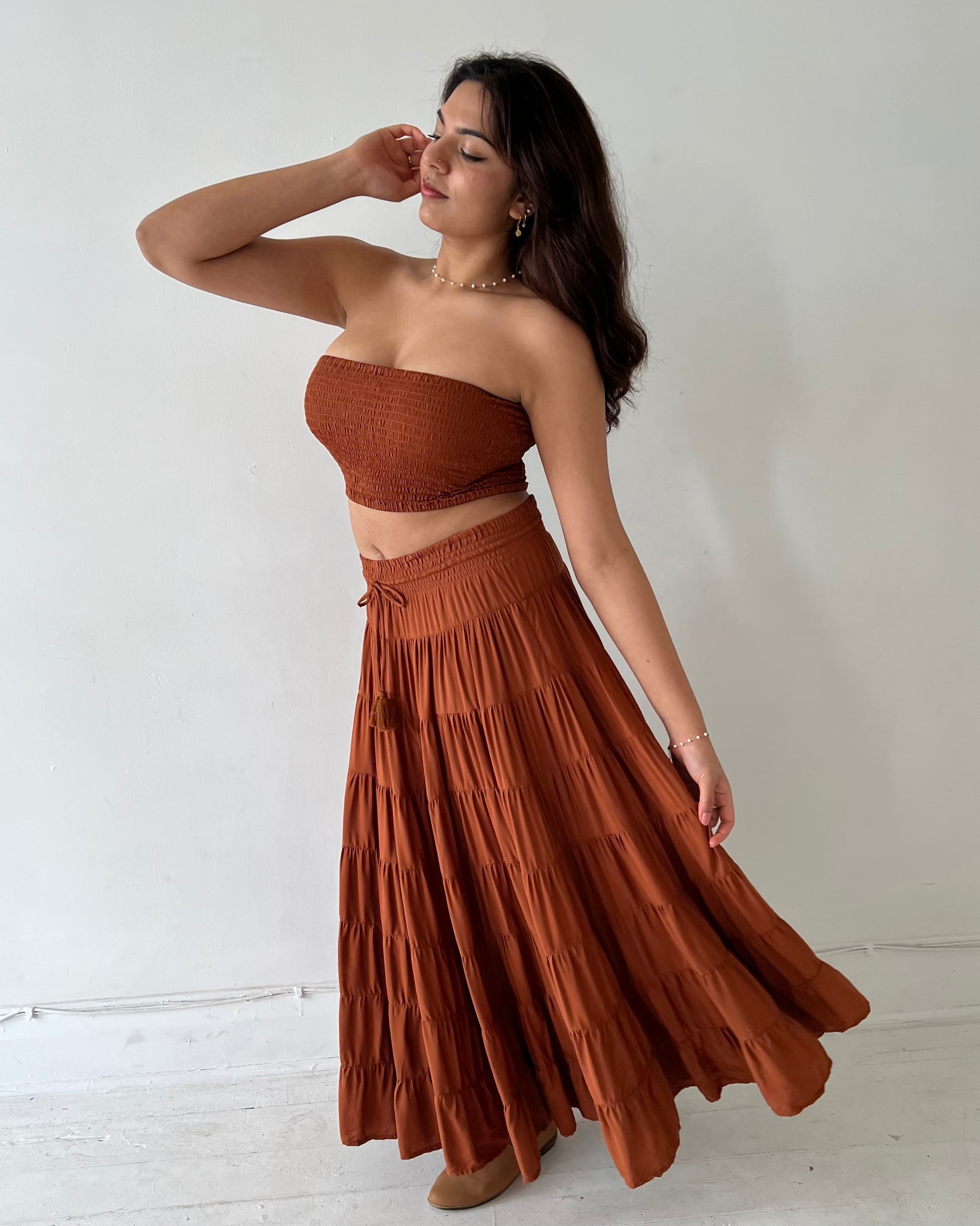 PENNY MAXI SKIRT GINGERBREAD