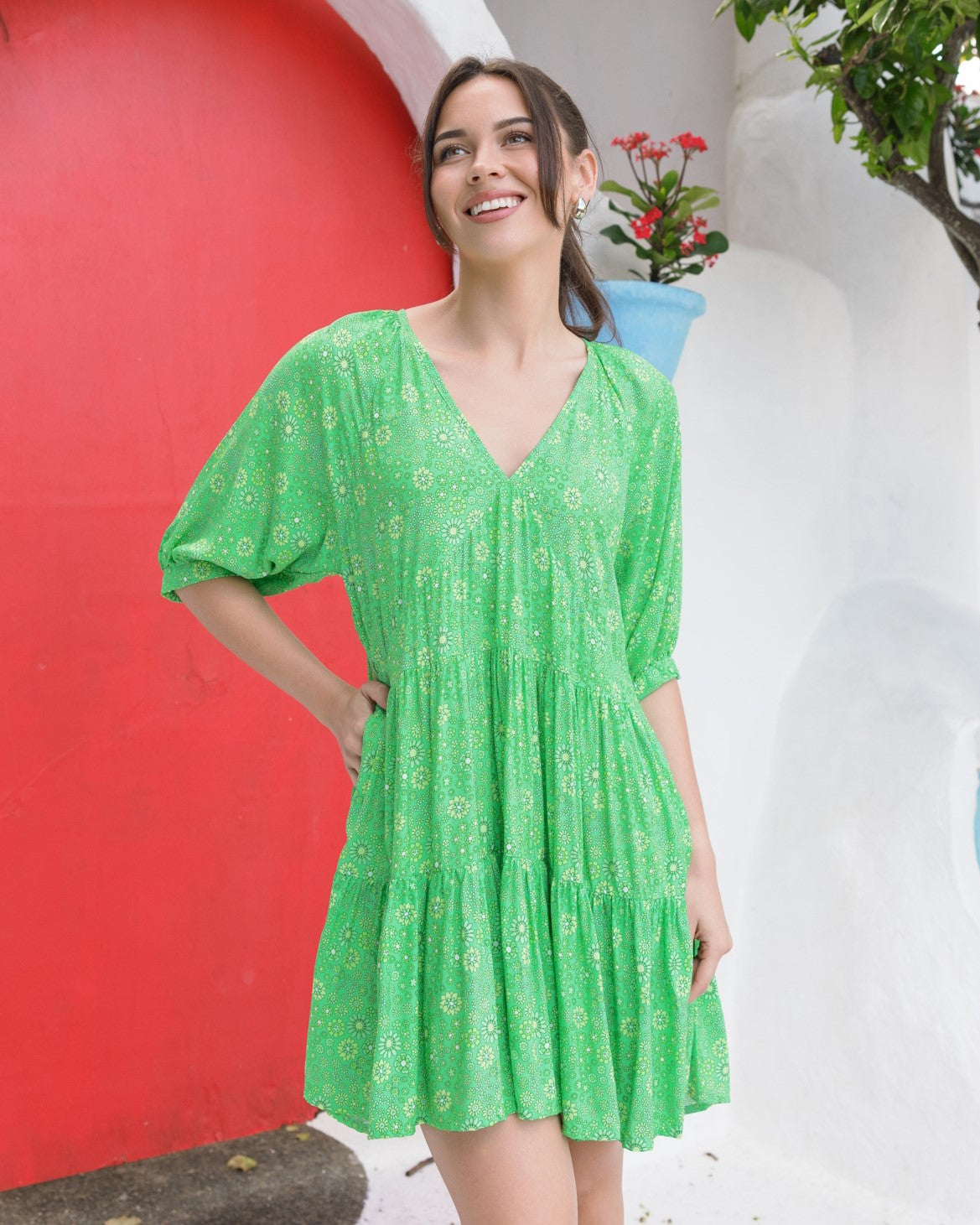 JANE MINI DRESS EVERGREEN