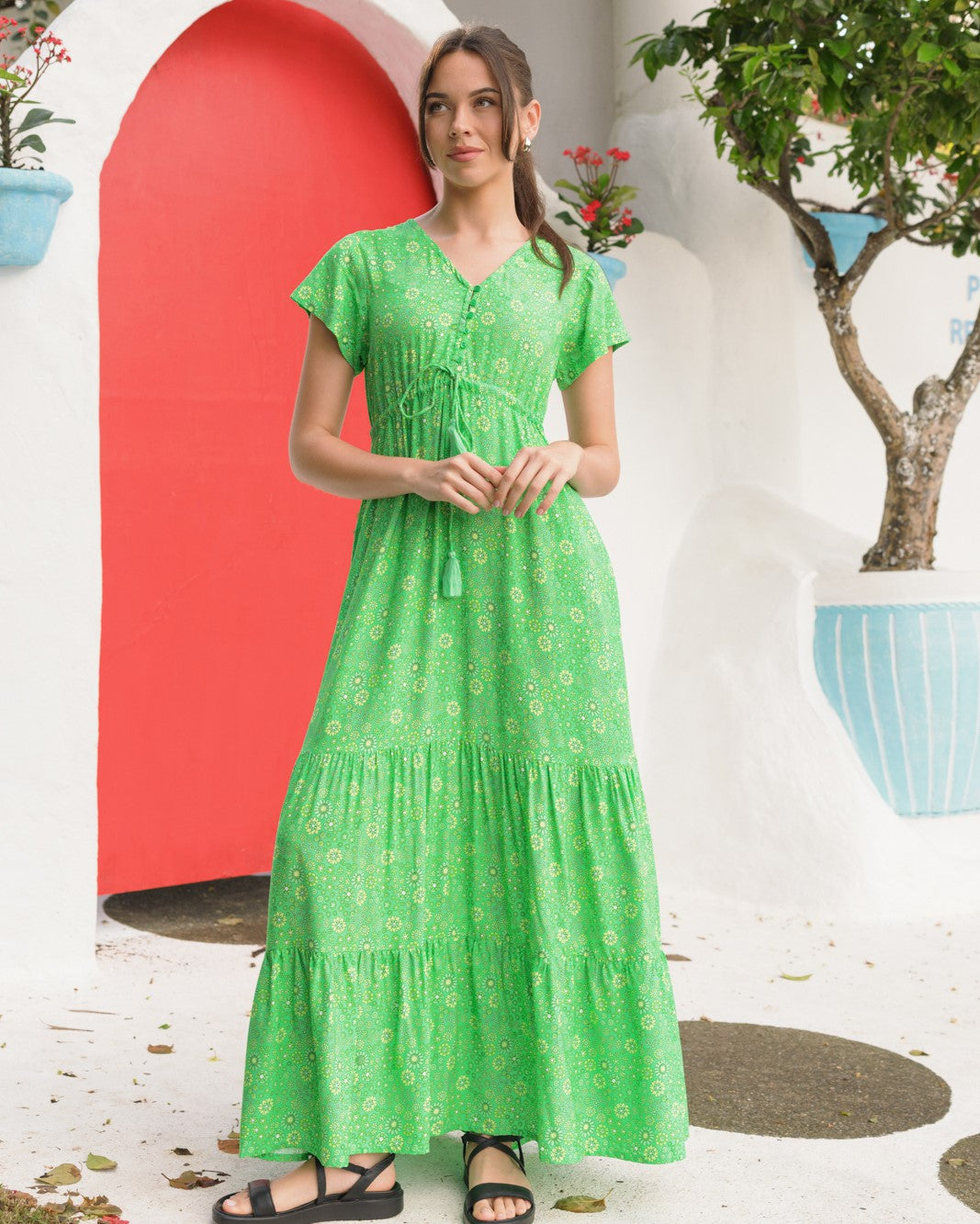 NOLA MAXI DRESS EVERGREEN