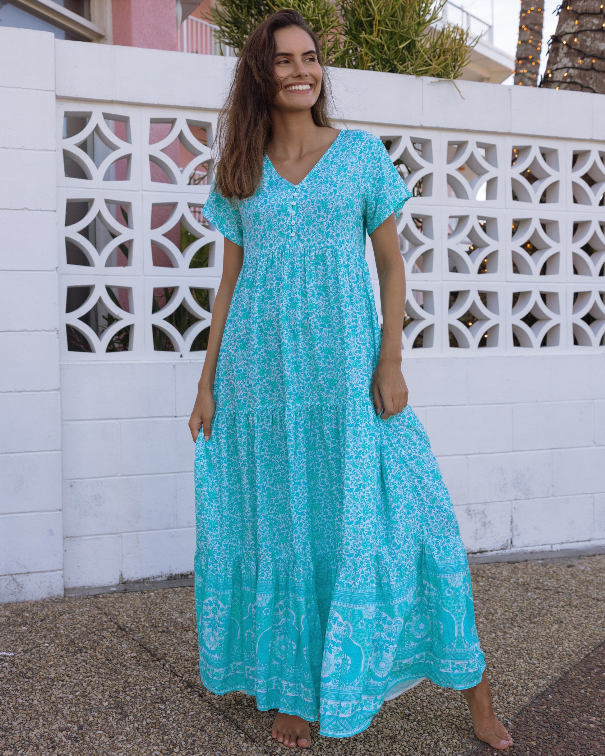 VALENTINA MAXI DRESS SEA MIST
