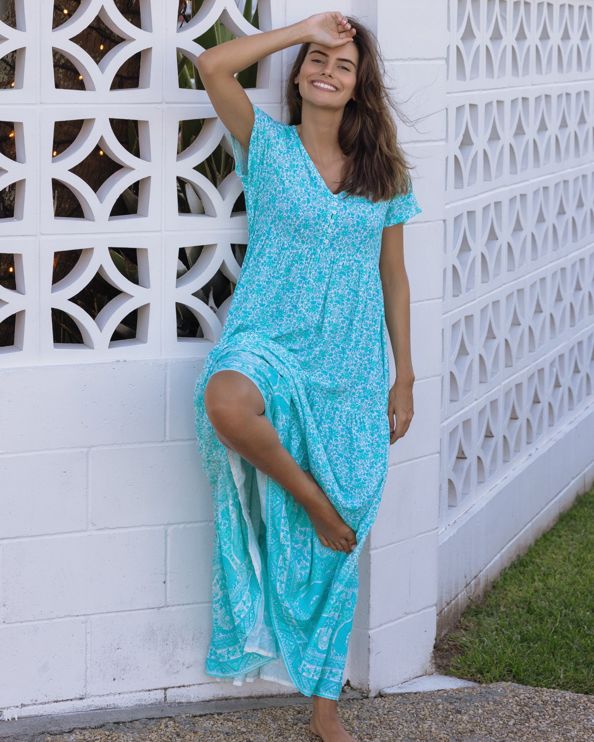 VALENTINA MAXI DRESS SEA MIST