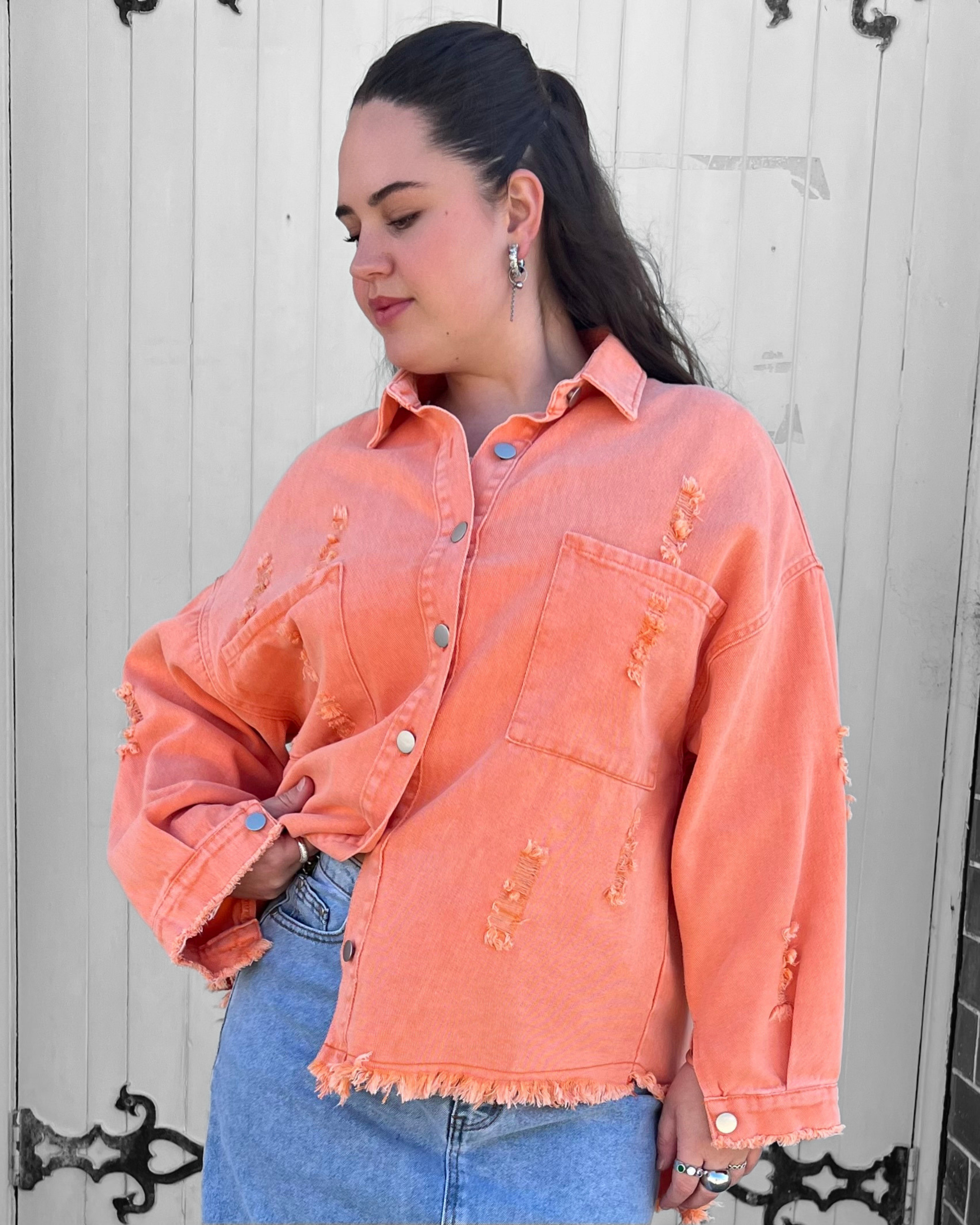 BETTY DENIM JACKET CORAL