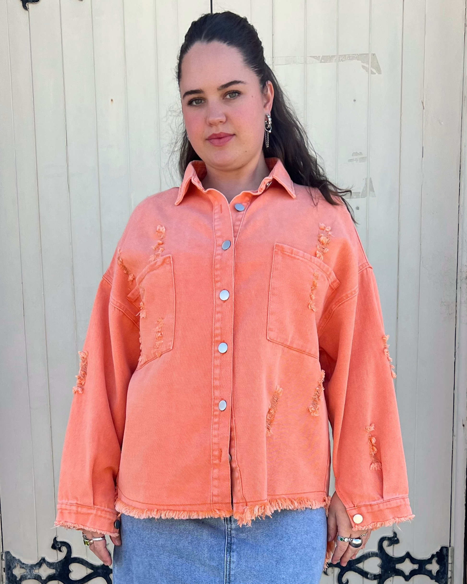 BETTY DENIM JACKET CORAL