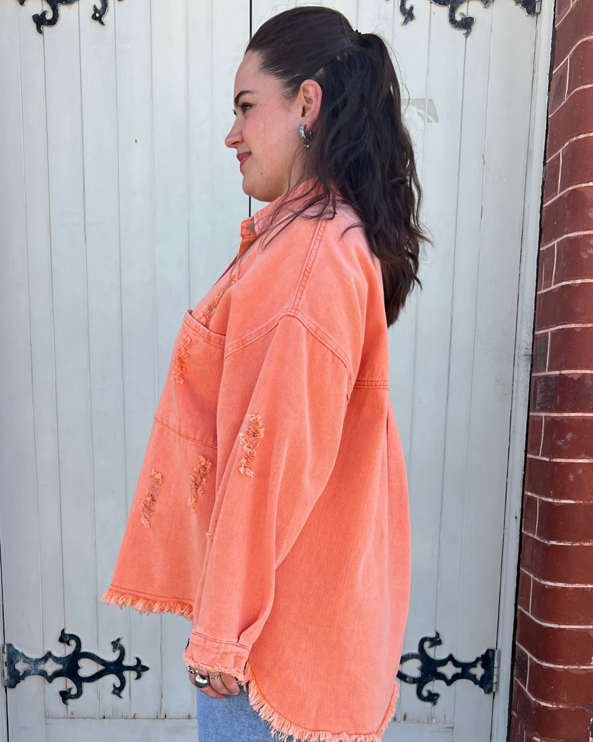 BETTY DENIM JACKET CORAL