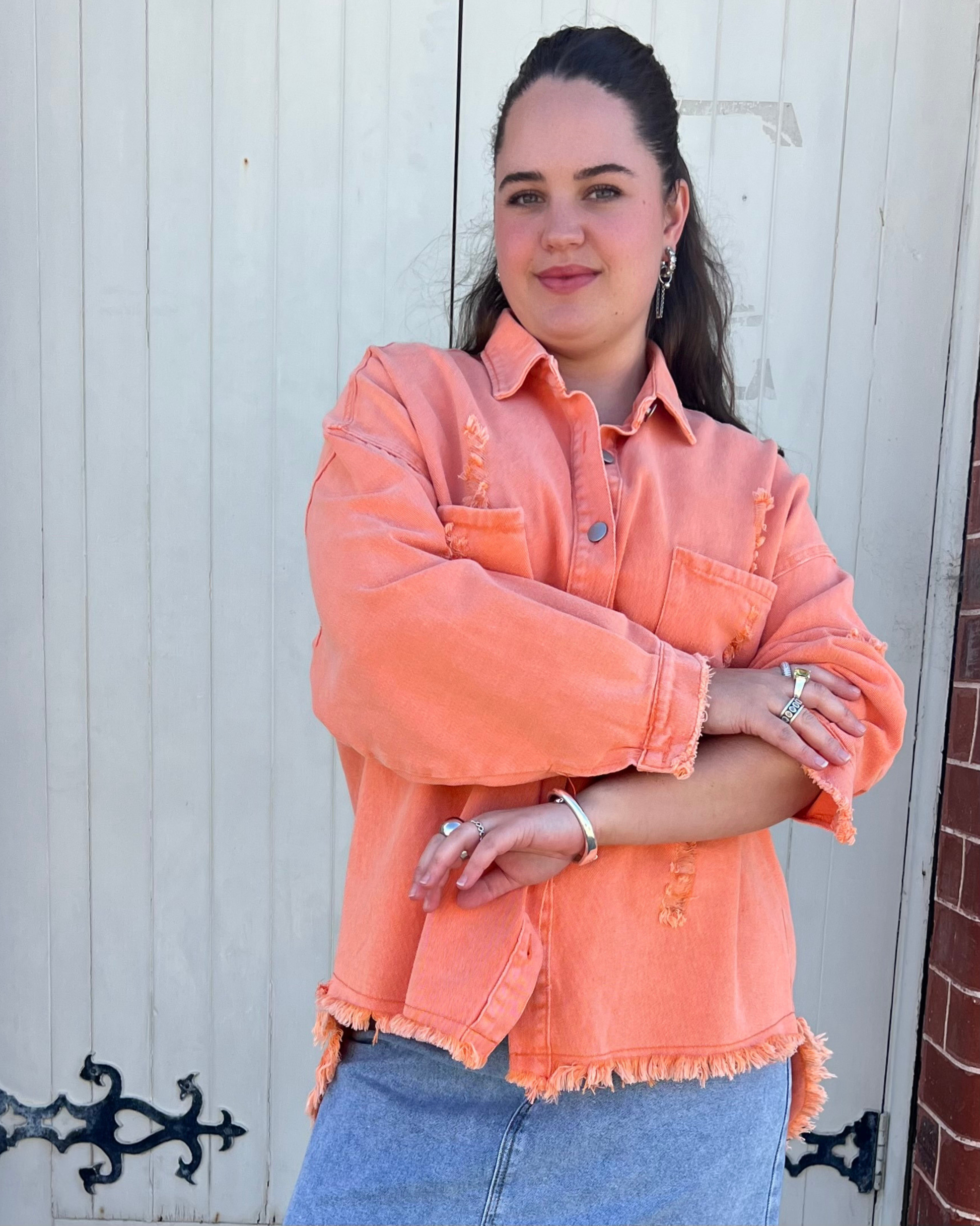 BETTY DENIM JACKET CORAL