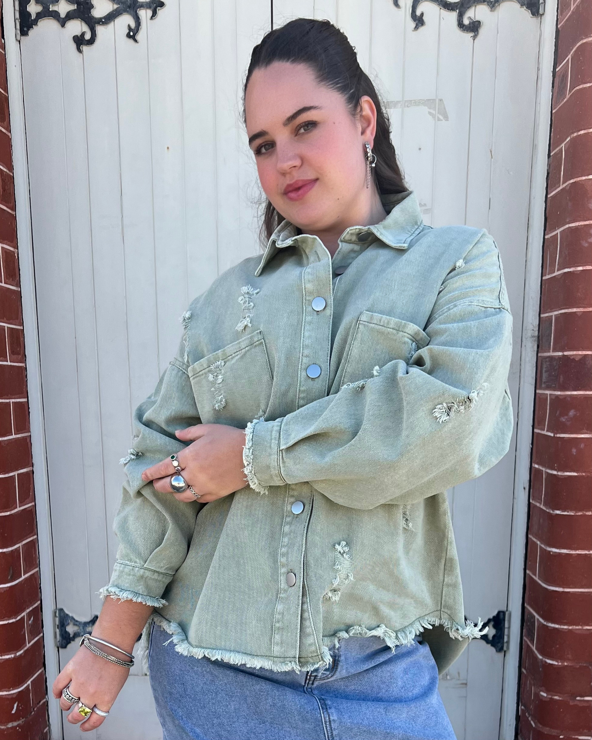 BETTY DENIM JACKET SAGE