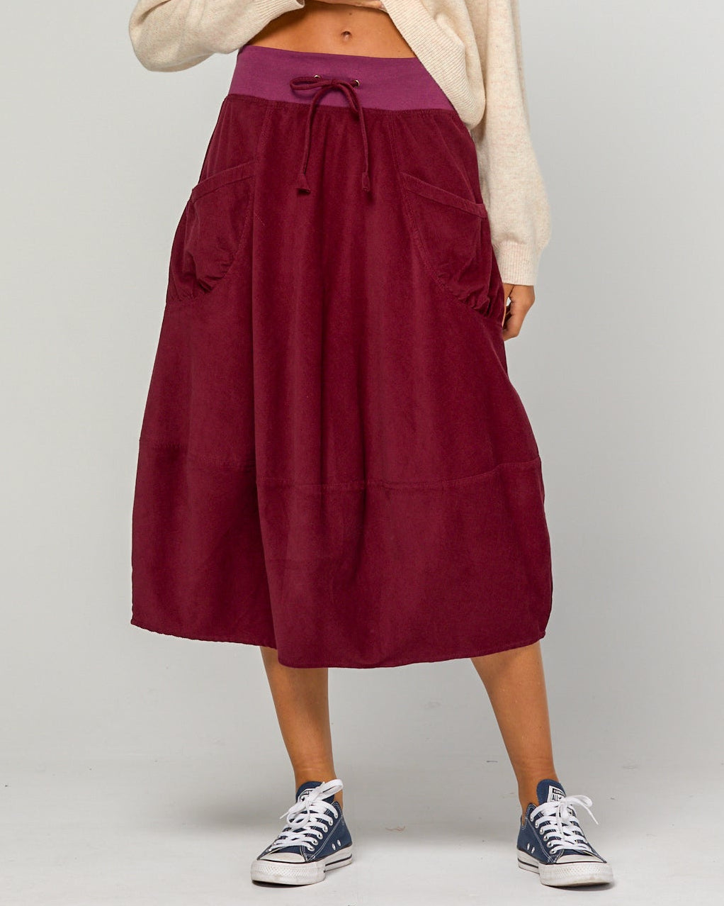 CORD GURU SKIRT MERLOT
