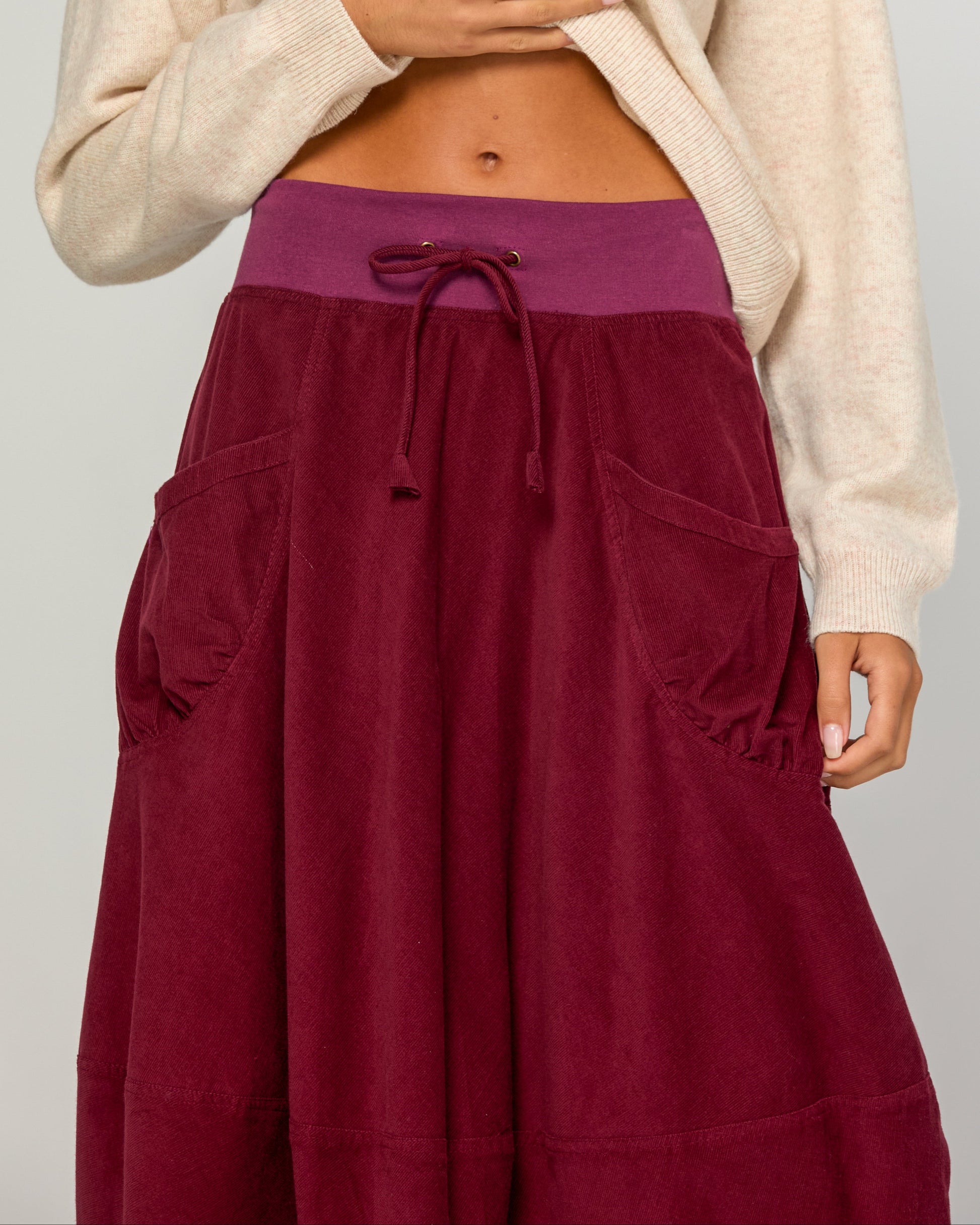 CORD GURU SKIRT MERLOT