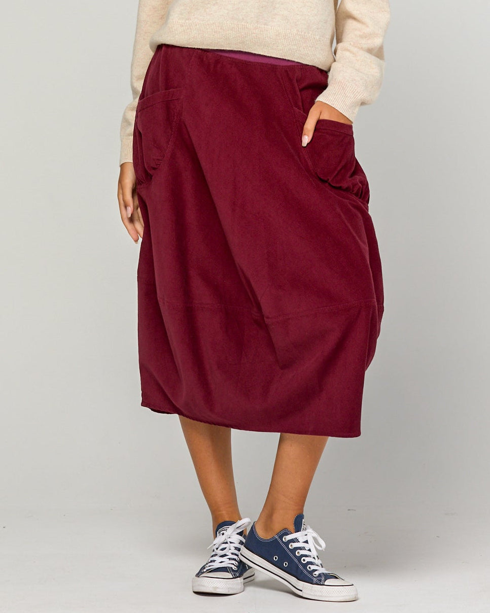 CORD GURU SKIRT MERLOT