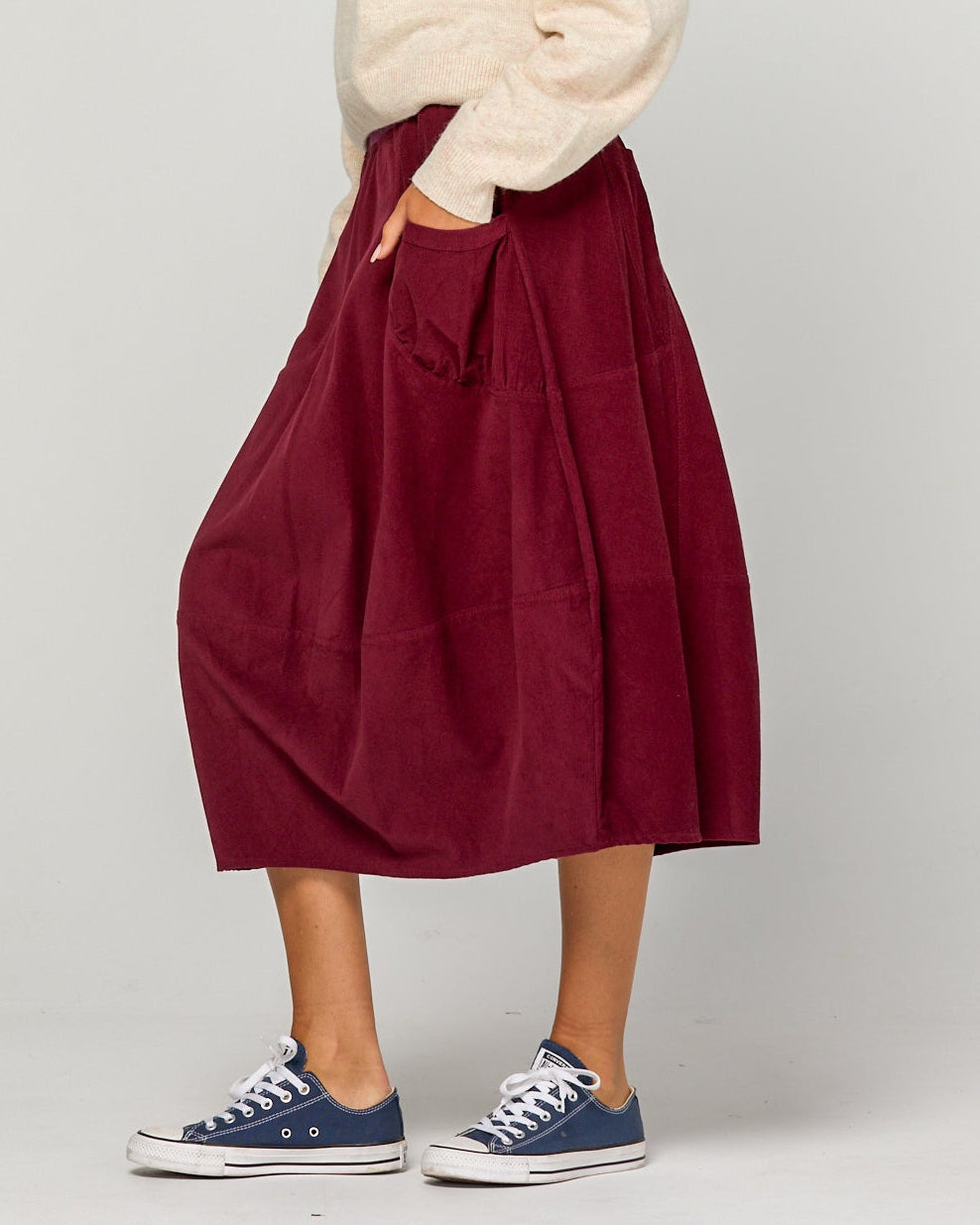 CORD GURU SKIRT MERLOT