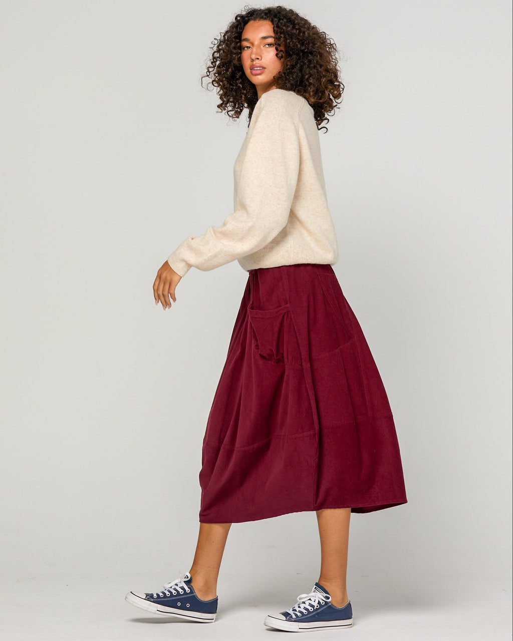 CORD GURU SKIRT MERLOT