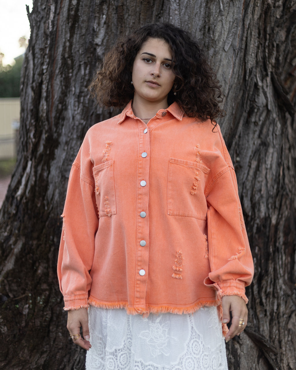 BETTY DENIM JACKET CORAL
