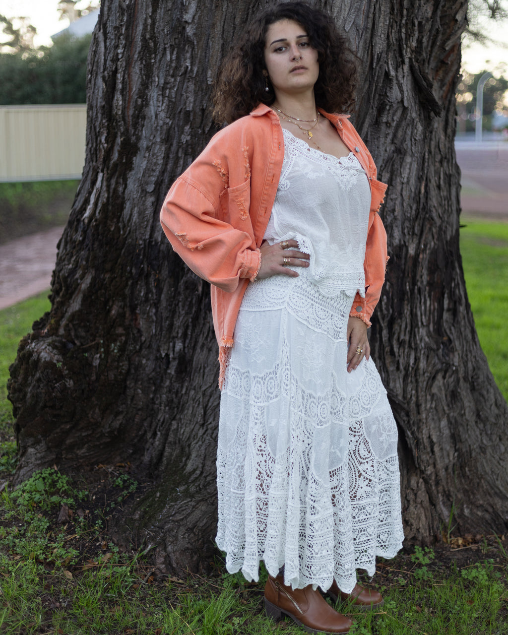 BETTY DENIM JACKET CORAL
