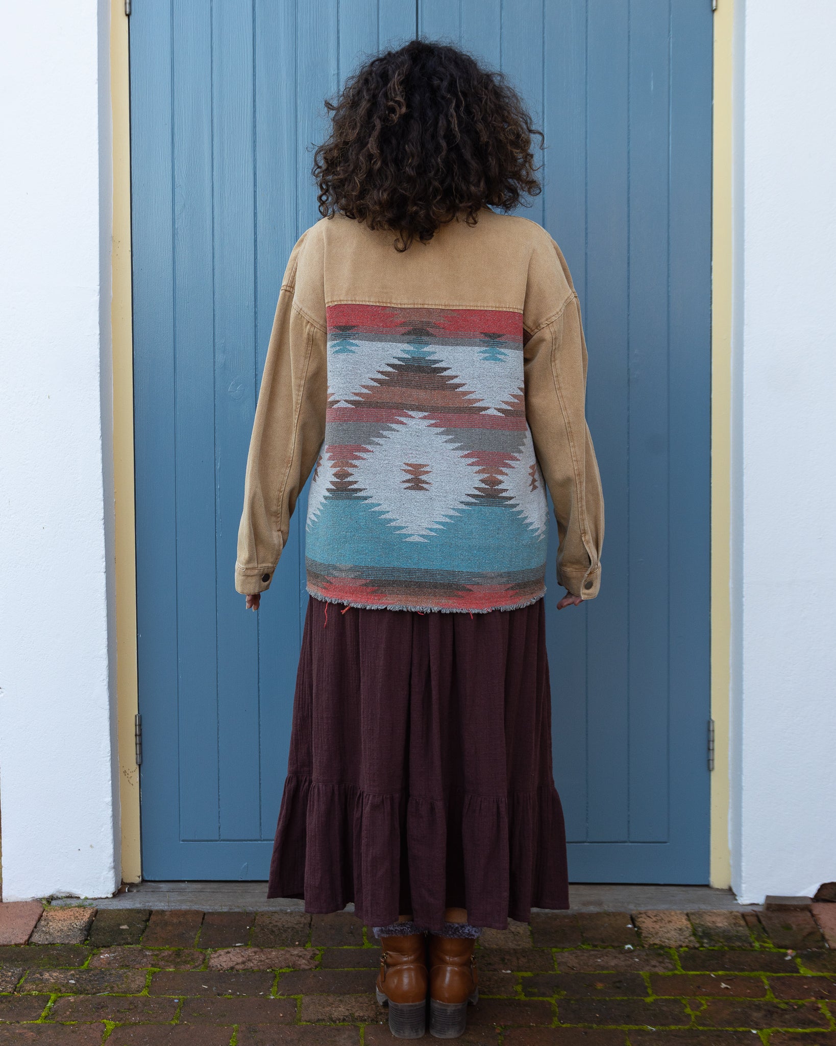 AZTEC DENIM JACKET BEIGE