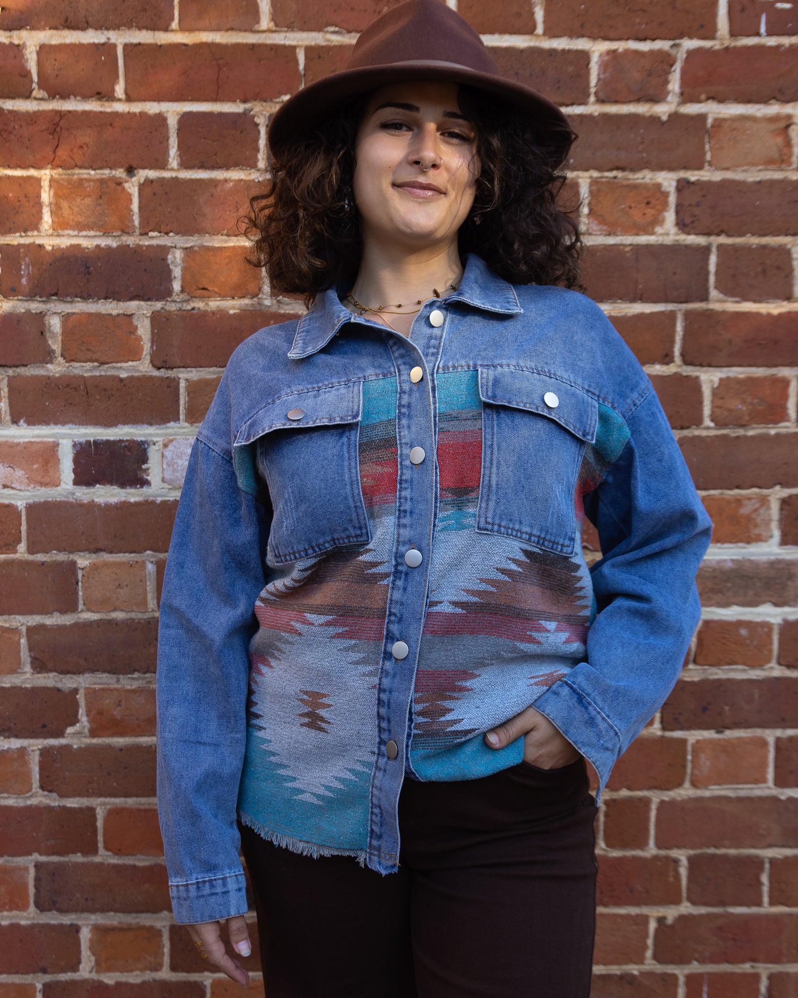 AZTEC DENIM JACKET BLUE