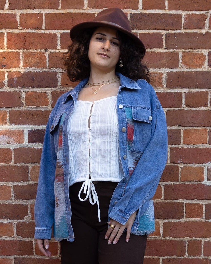AZTEC DENIM JACKET BLUE