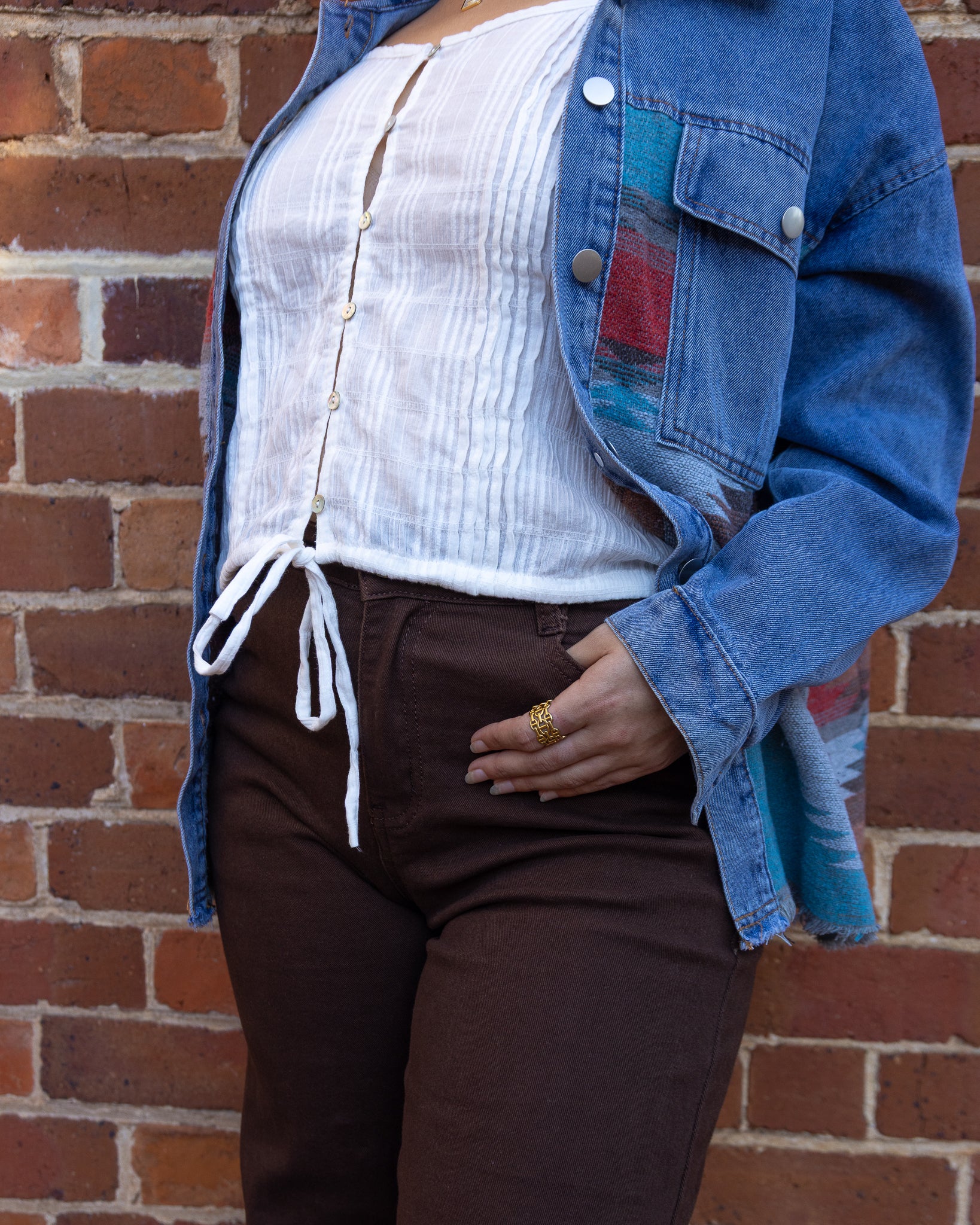 AZTEC DENIM JACKET BLUE