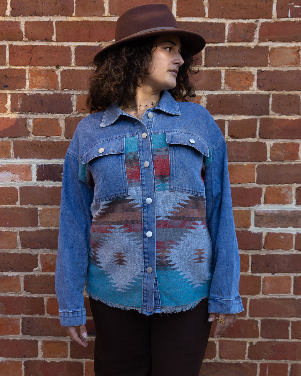 AZTEC DENIM JACKET BLUE