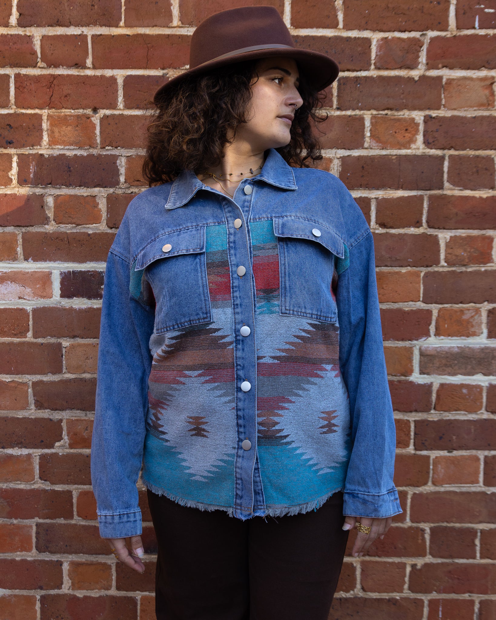 AZTEC DENIM JACKET BLUE