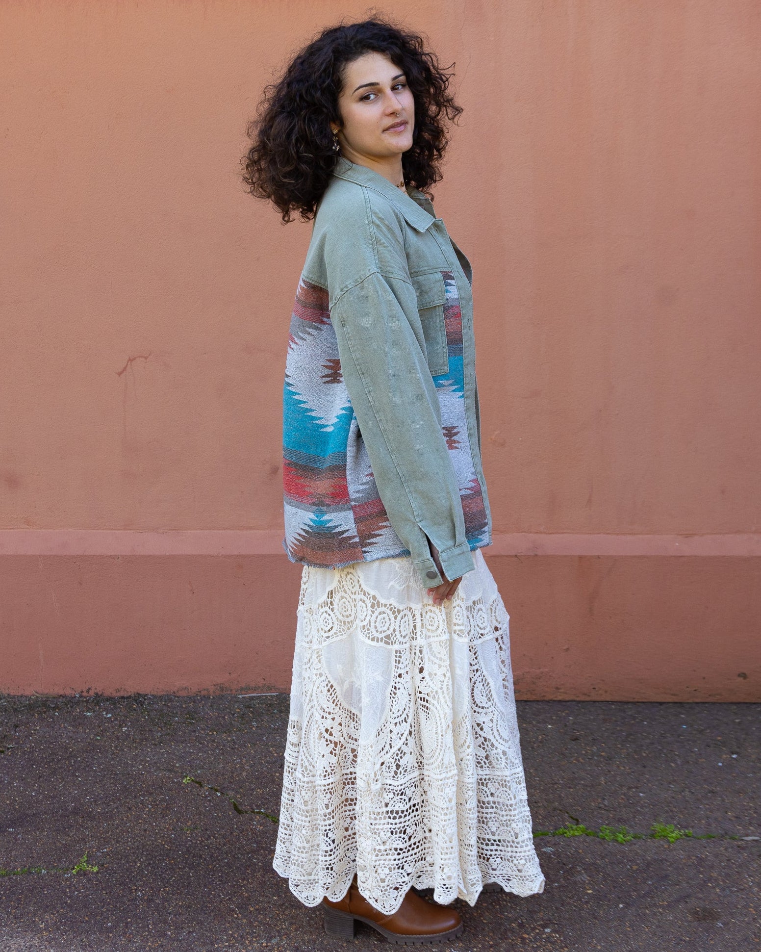 AZTEC DENIM JACKET SAGE