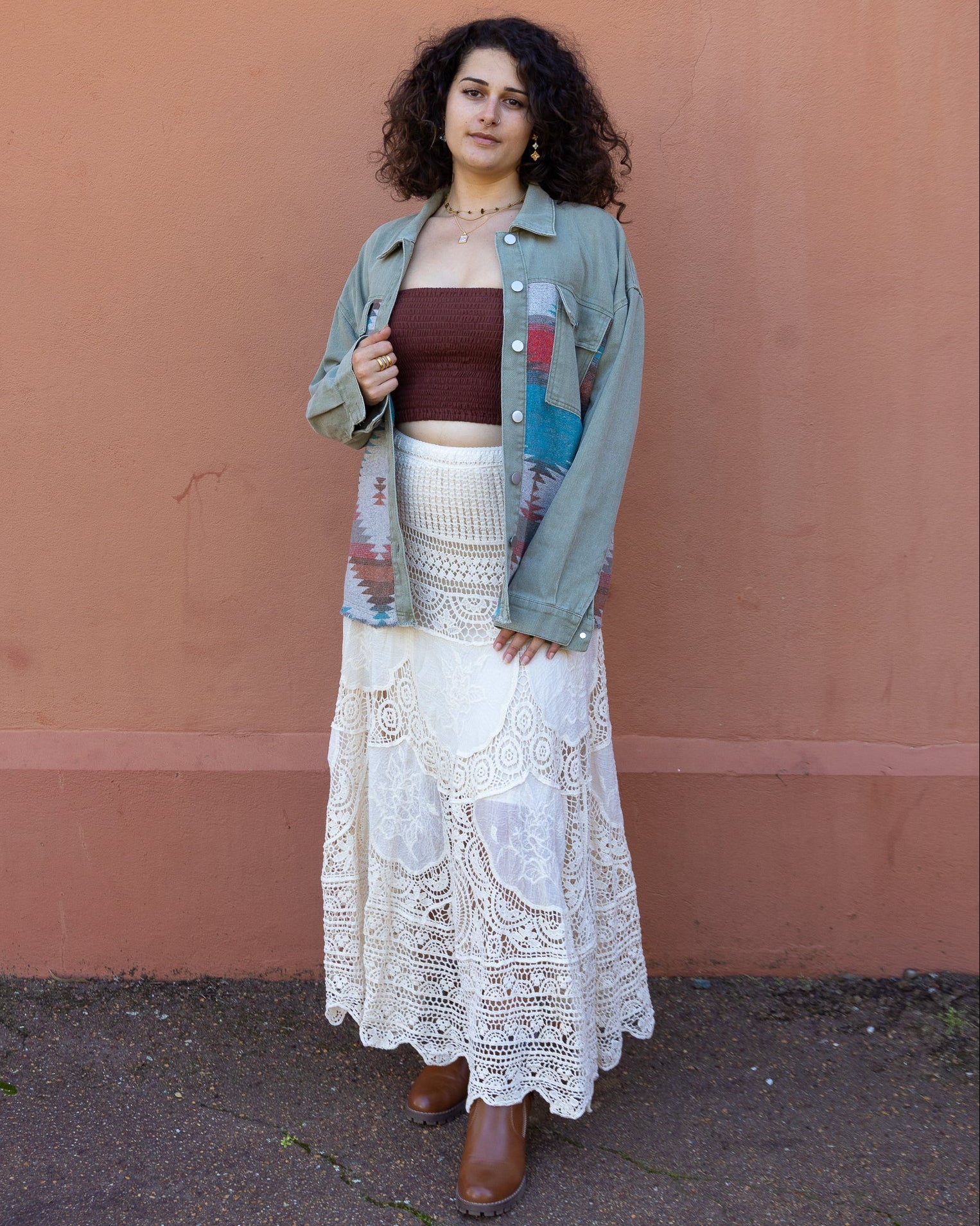 AZTEC DENIM JACKET SAGE
