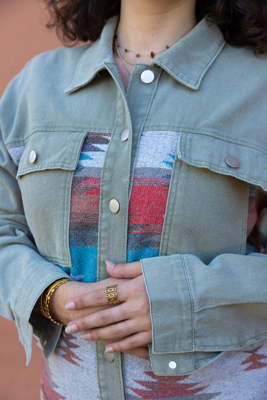 AZTEC DENIM JACKET SAGE