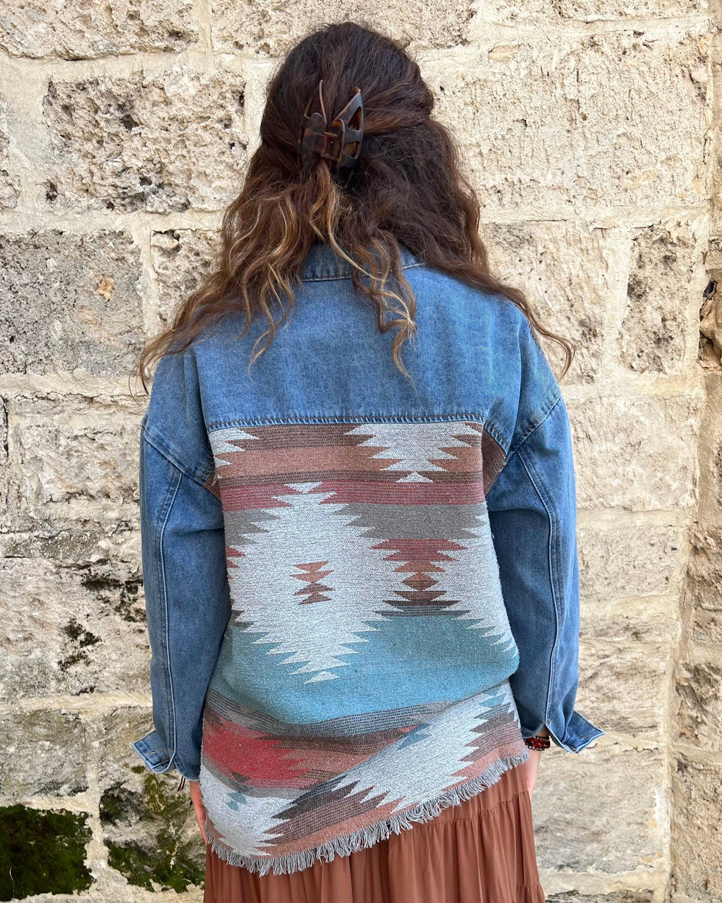 AZTEC DENIM JACKET BLUE