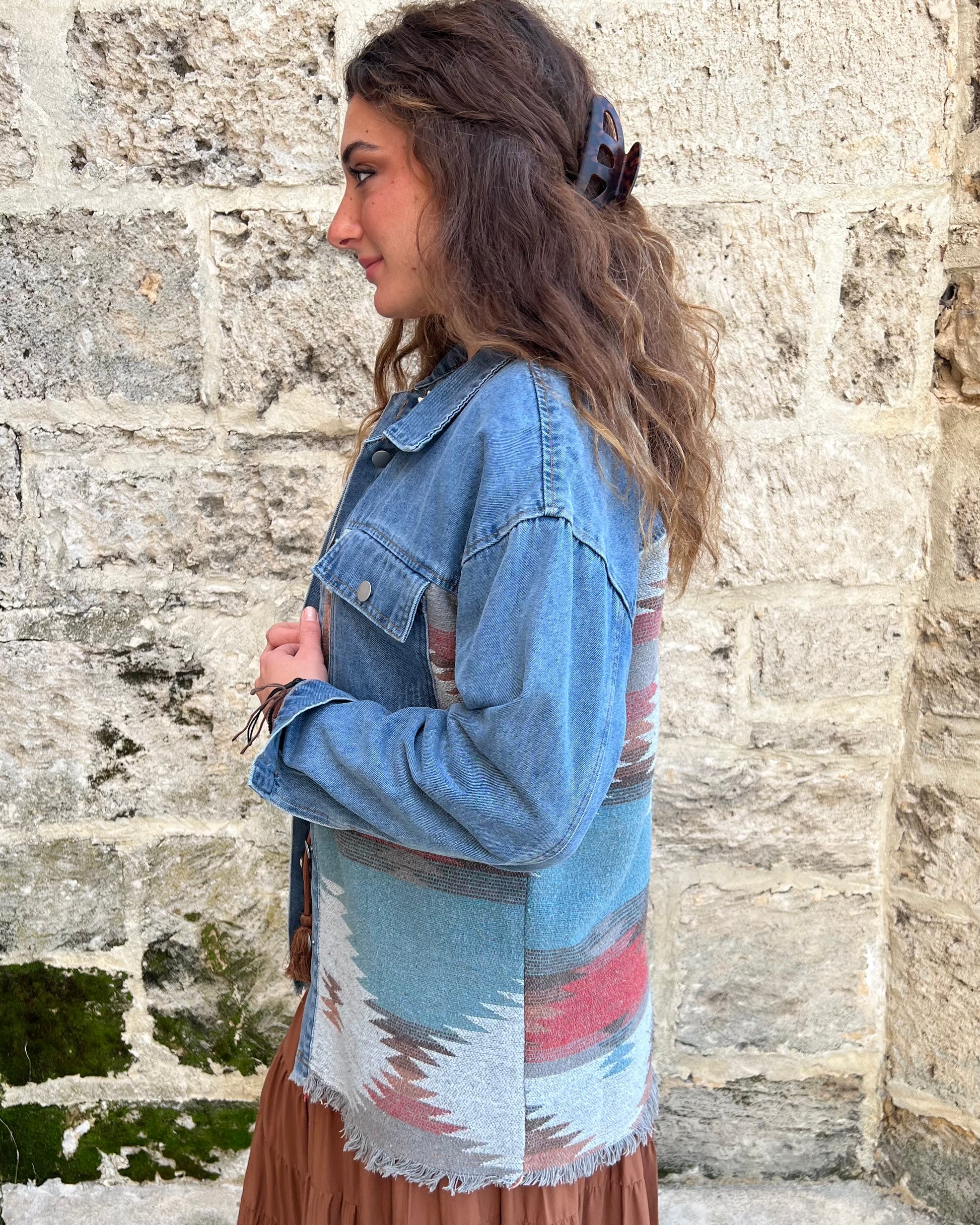 AZTEC DENIM JACKET BLUE