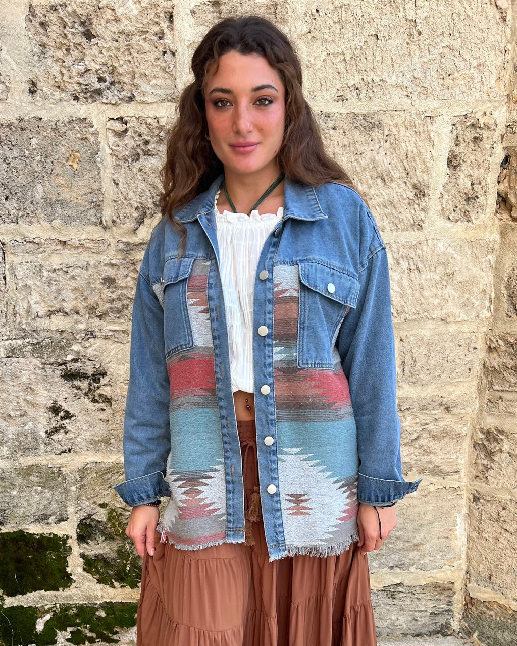 AZTEC DENIM JACKET BLUE