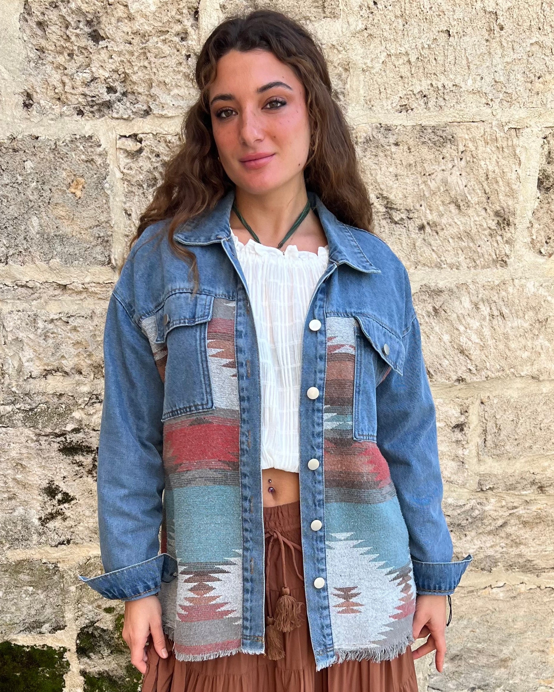 AZTEC DENIM JACKET BLUE