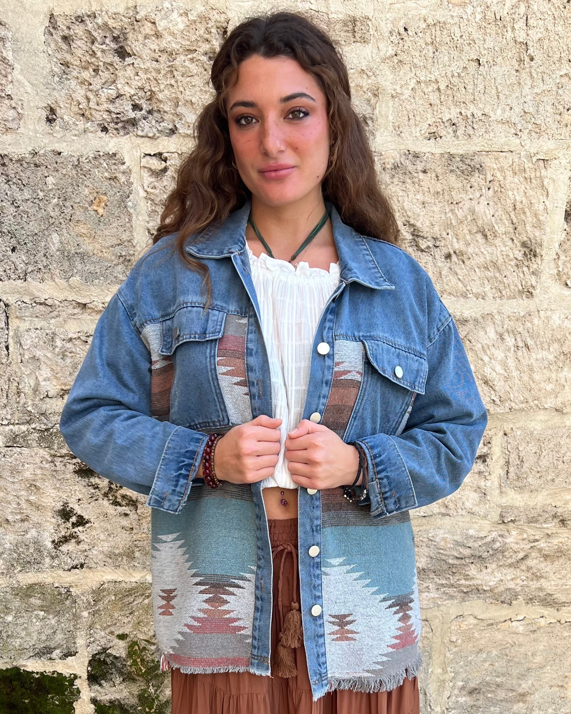 AZTEC DENIM JACKET BLUE