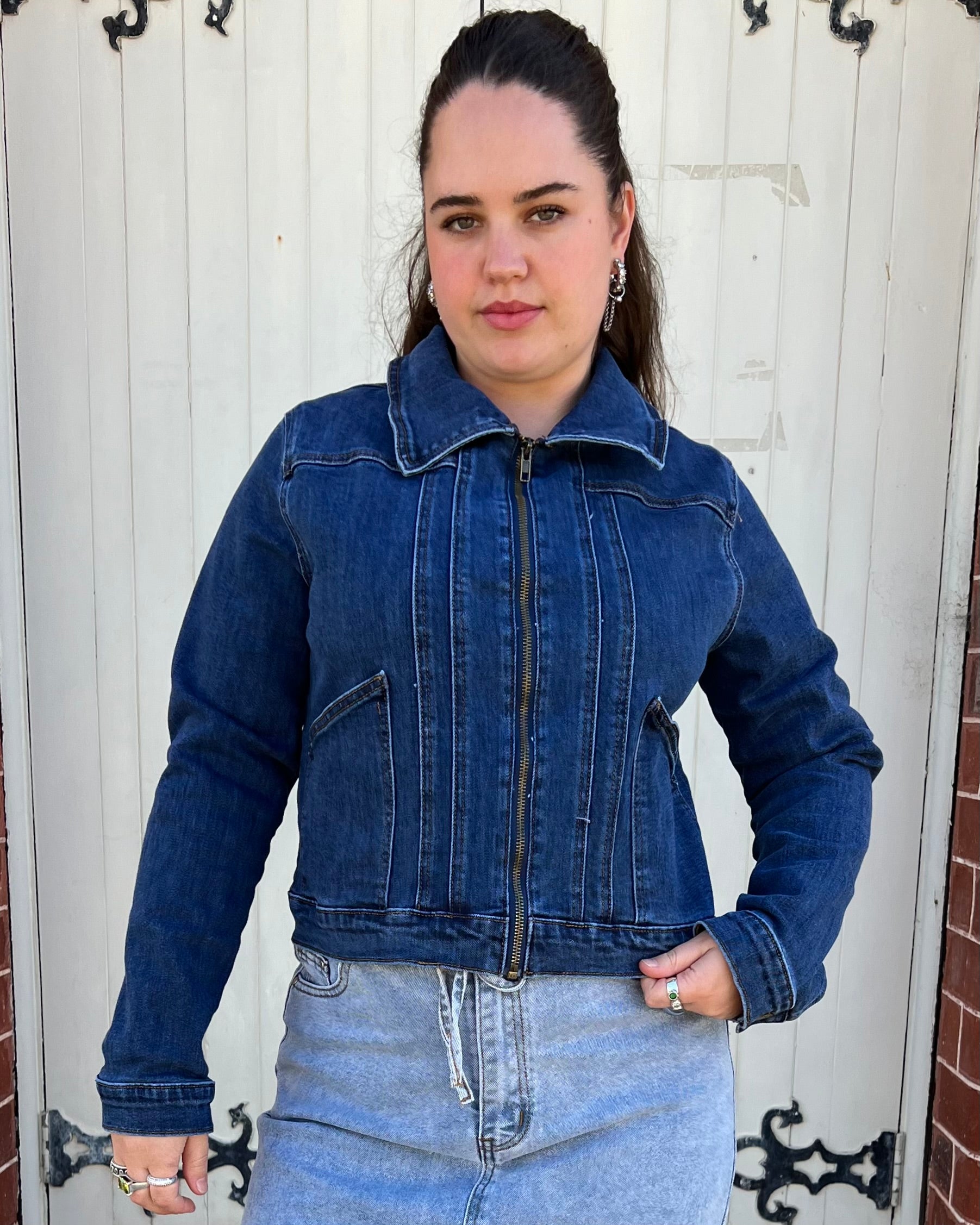 GENESIS ZIP DENIM JACKET DARK BLUE