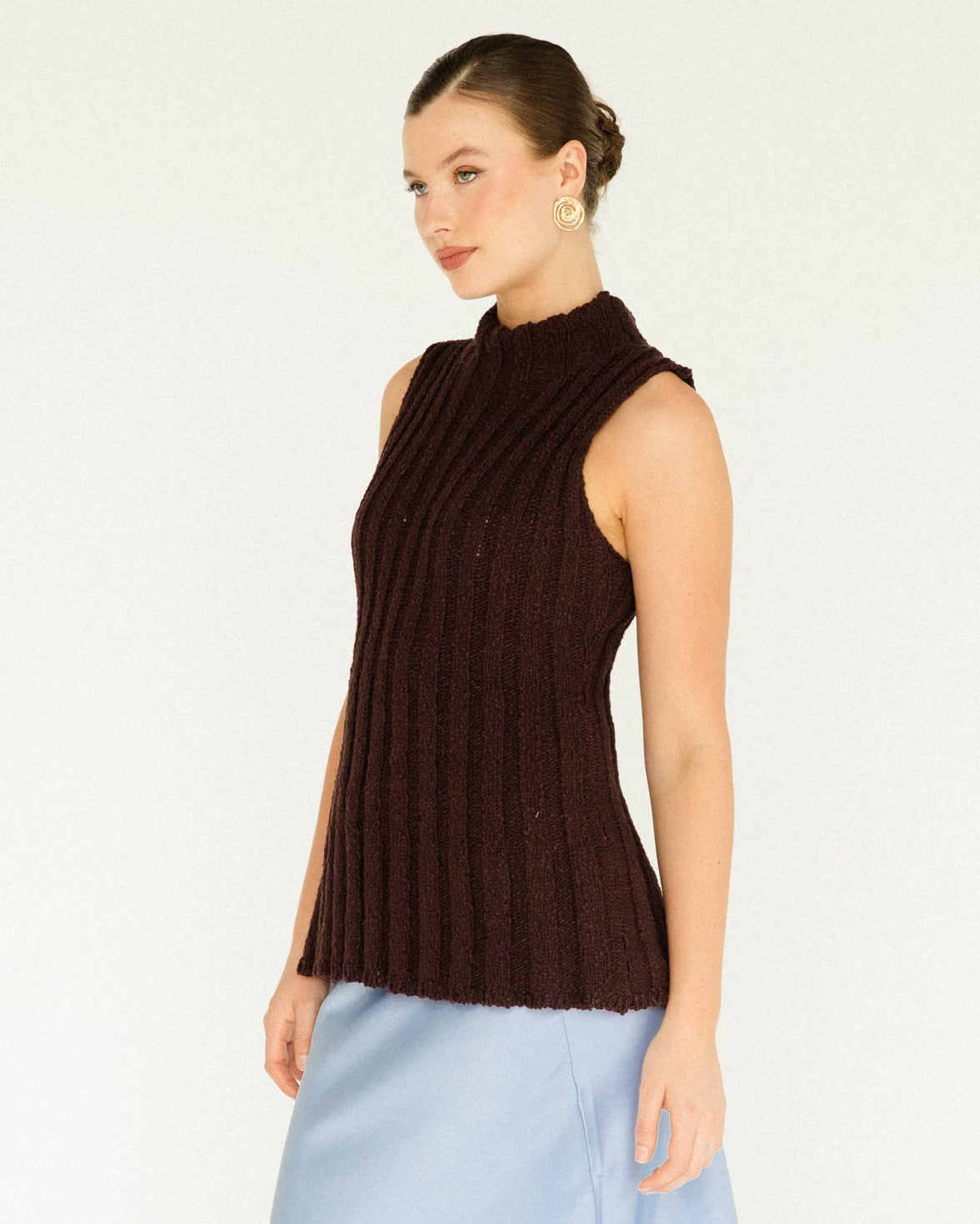 CHERITH KNIT TANK CHOCOLATE