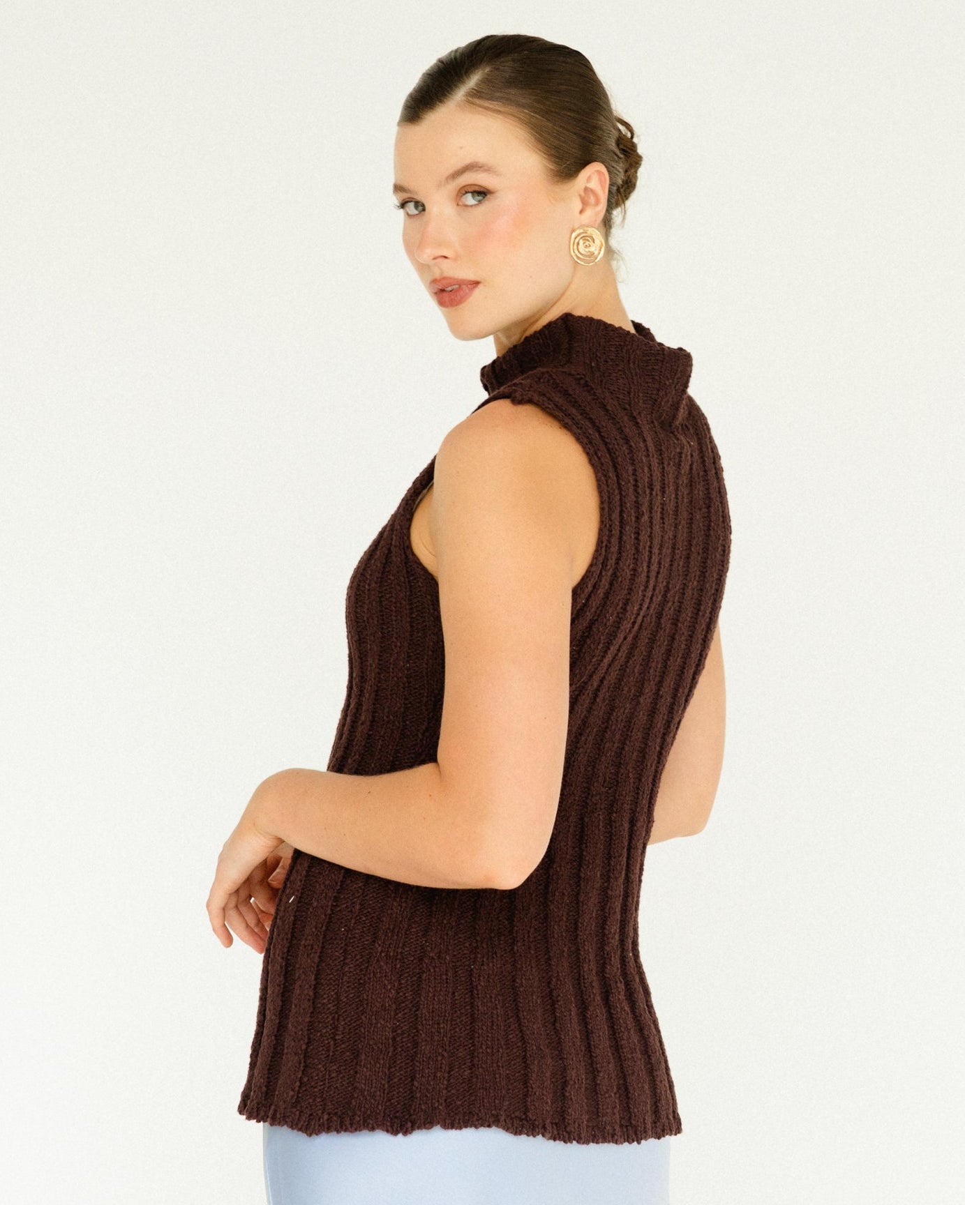 CHERITH KNIT TANK CHOCOLATE