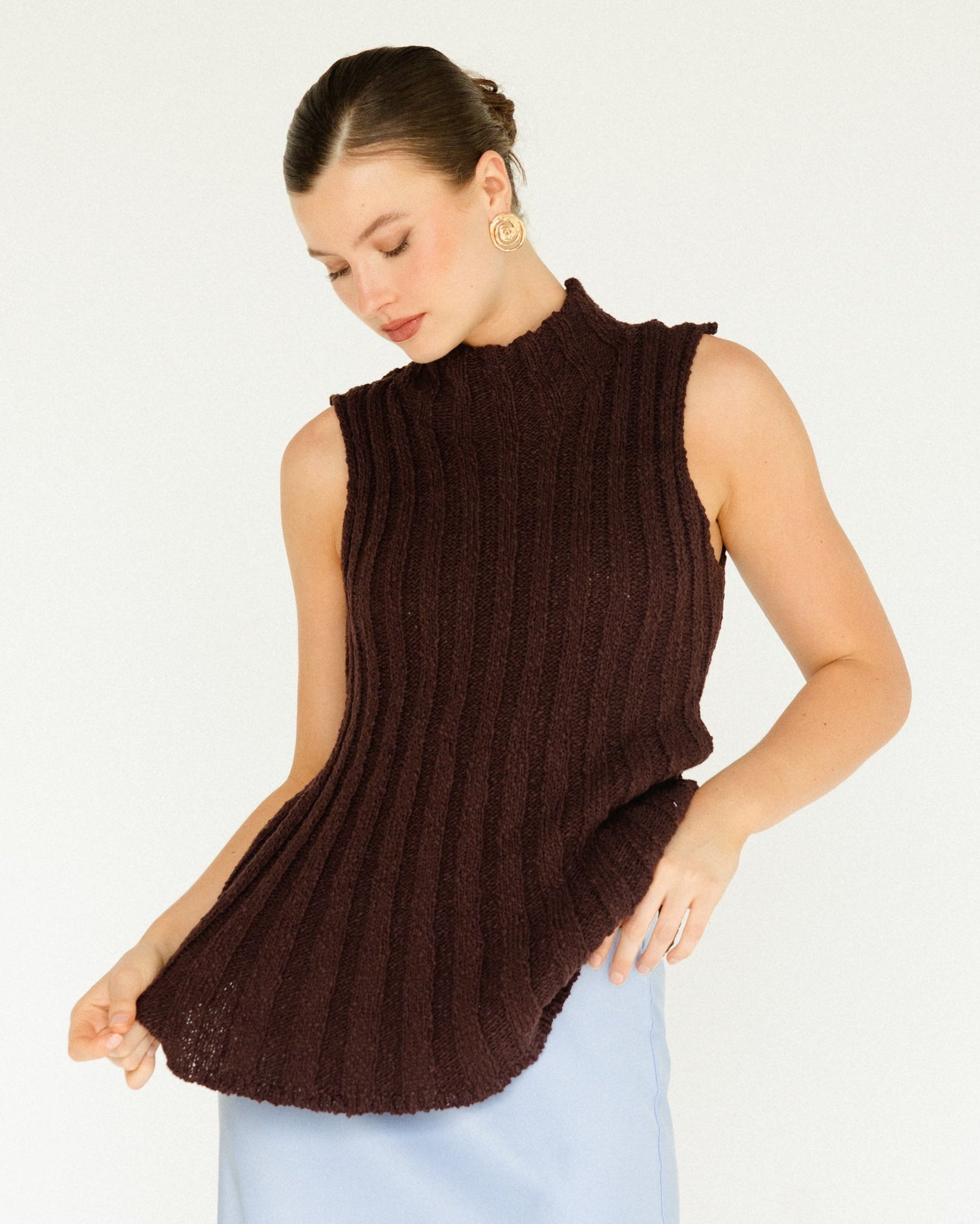 CHERITH KNIT TANK CHOCOLATE