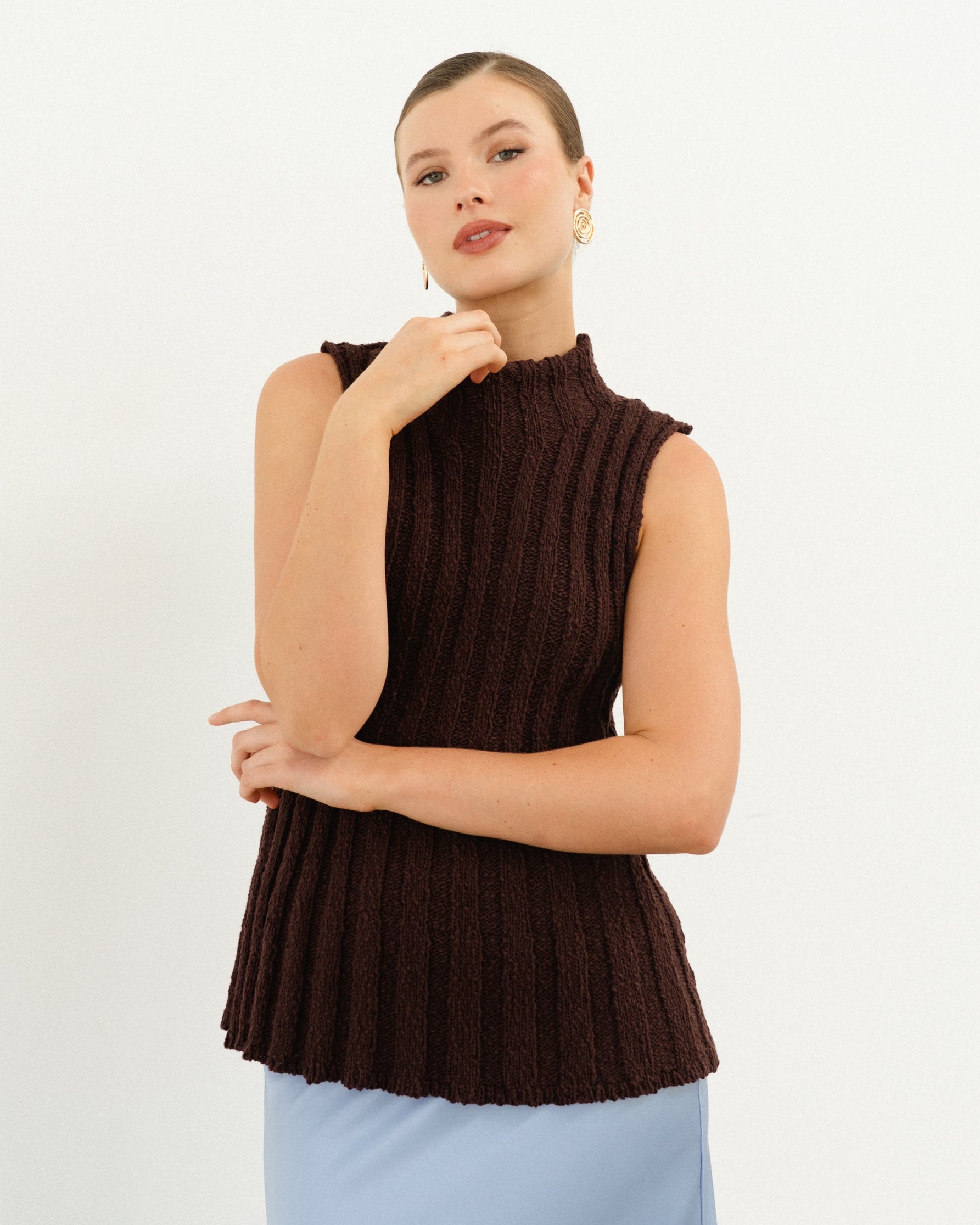 CHERITH KNIT TANK CHOCOLATE