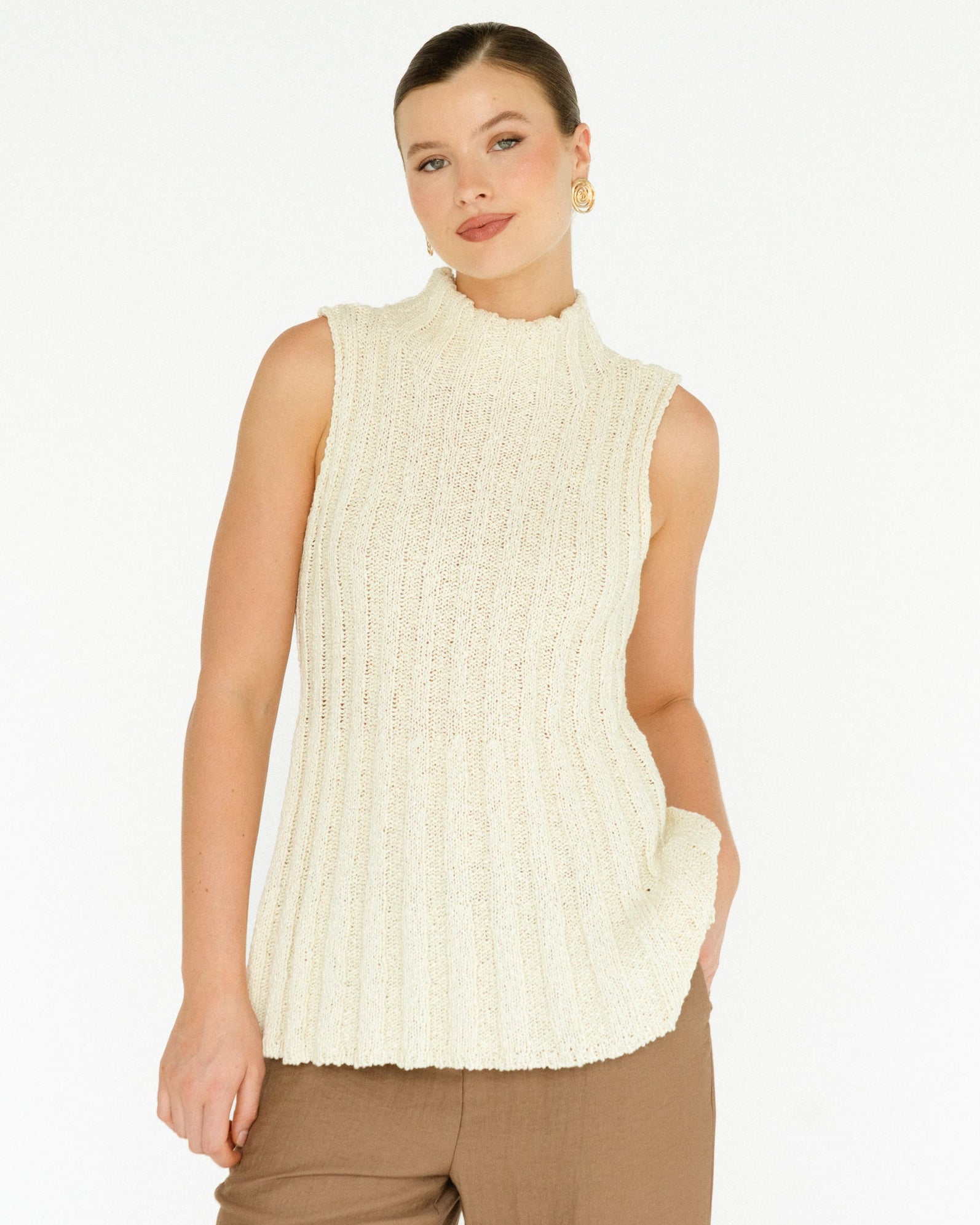 CHERITH KNIT TANK VINTAGE CREAM