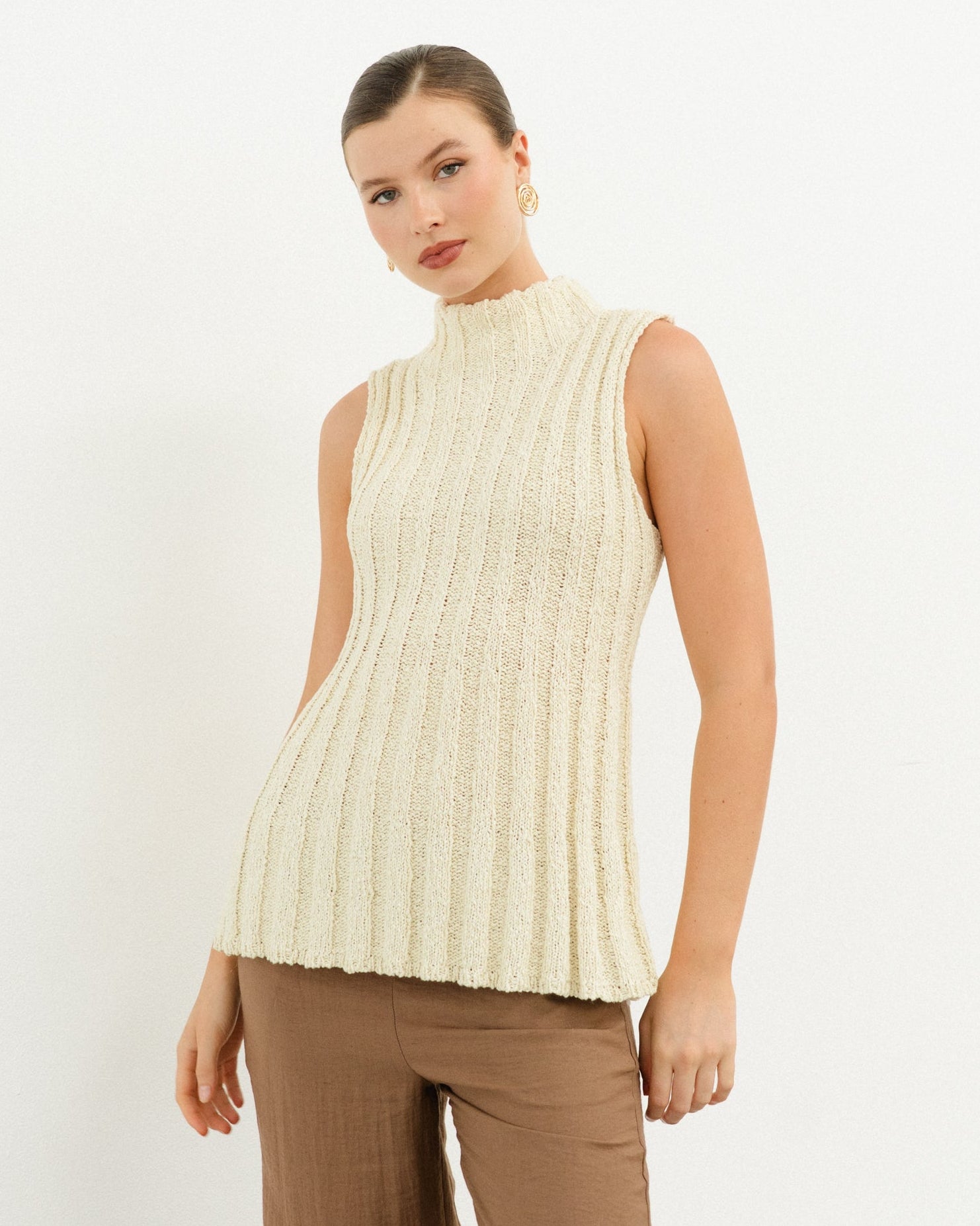 CHERITH KNIT TANK VINTAGE CREAM