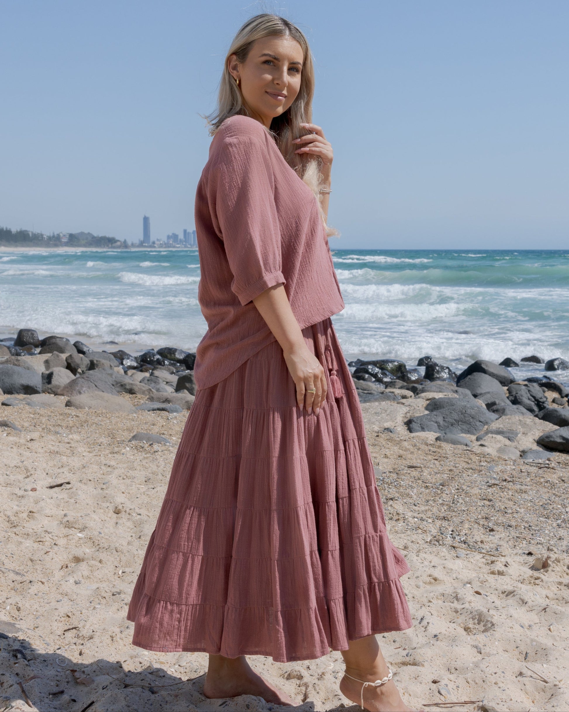 CASSIE MAXI SKIRT DUSTY PINK
