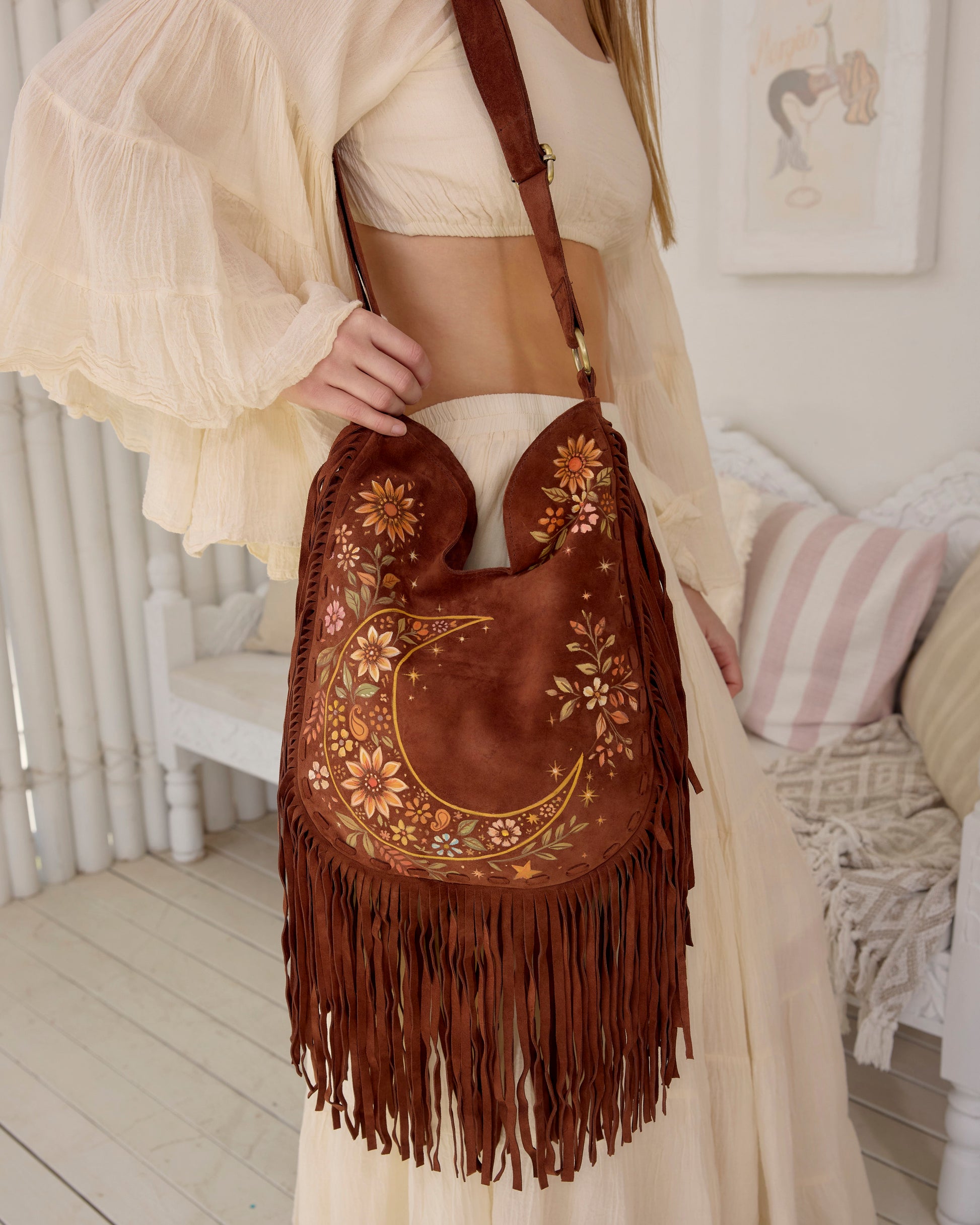 MOON FLOWER FRINGE BAG