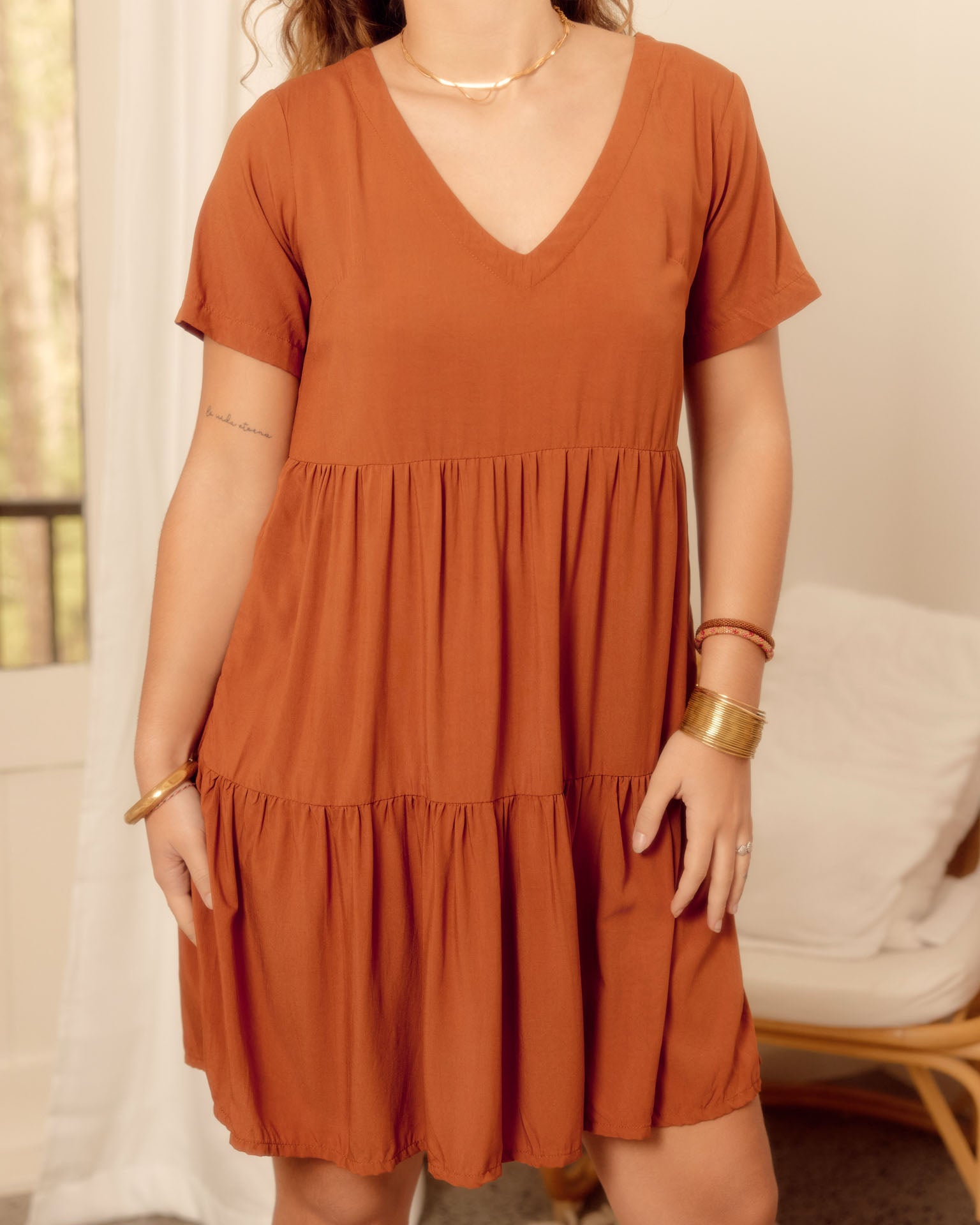 AMY MINI DRESS GINGERBREAD
