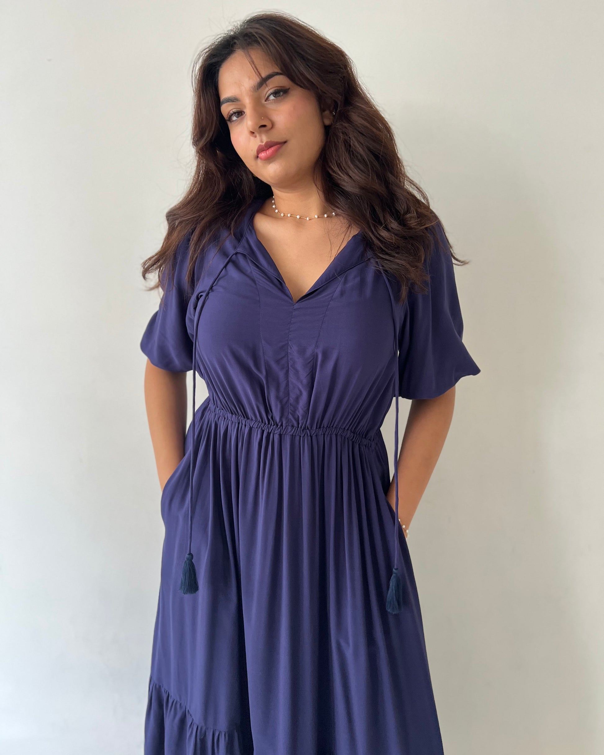 LAWRIE MIDI DRESS NAVY