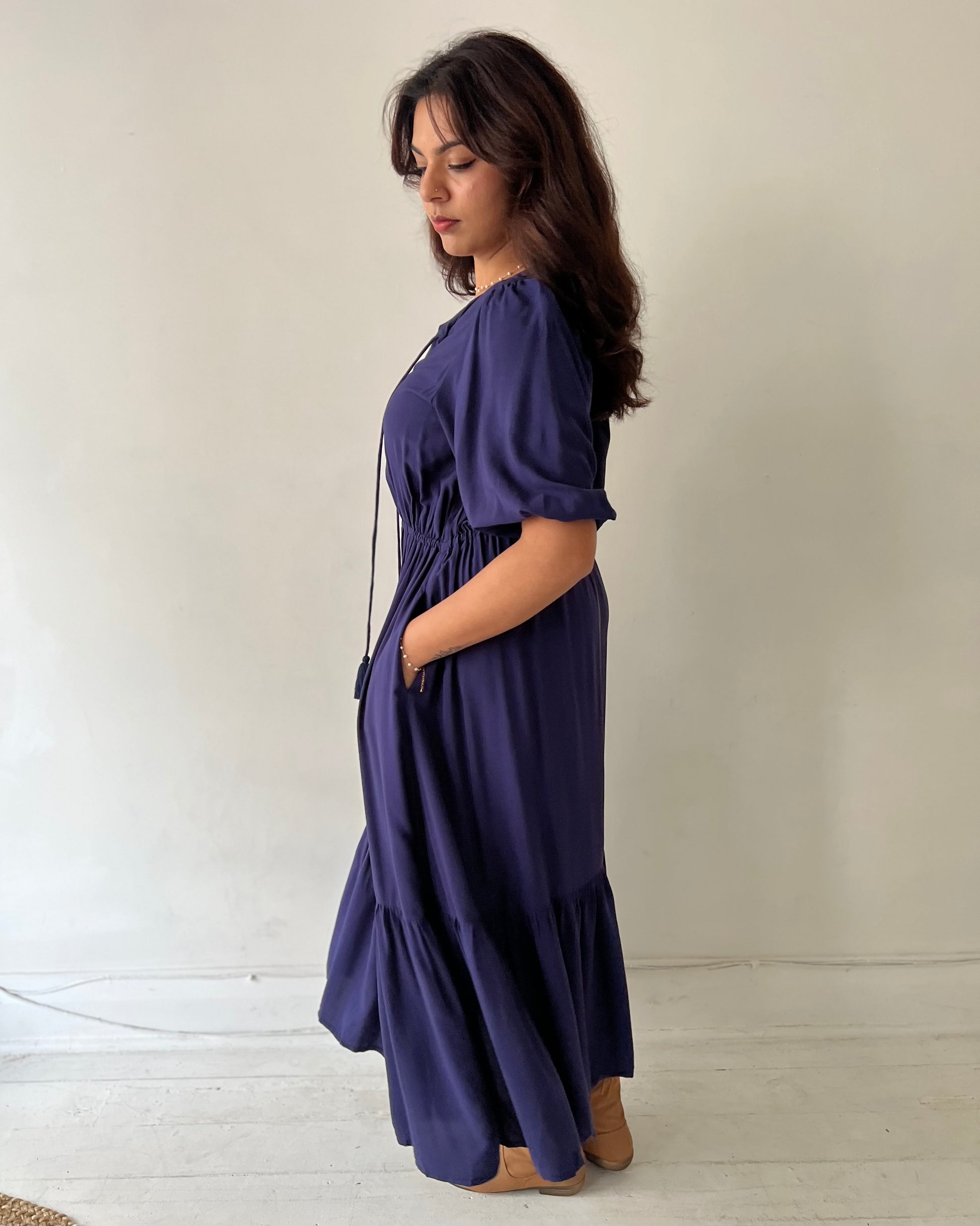 LAWRIE MIDI DRESS NAVY