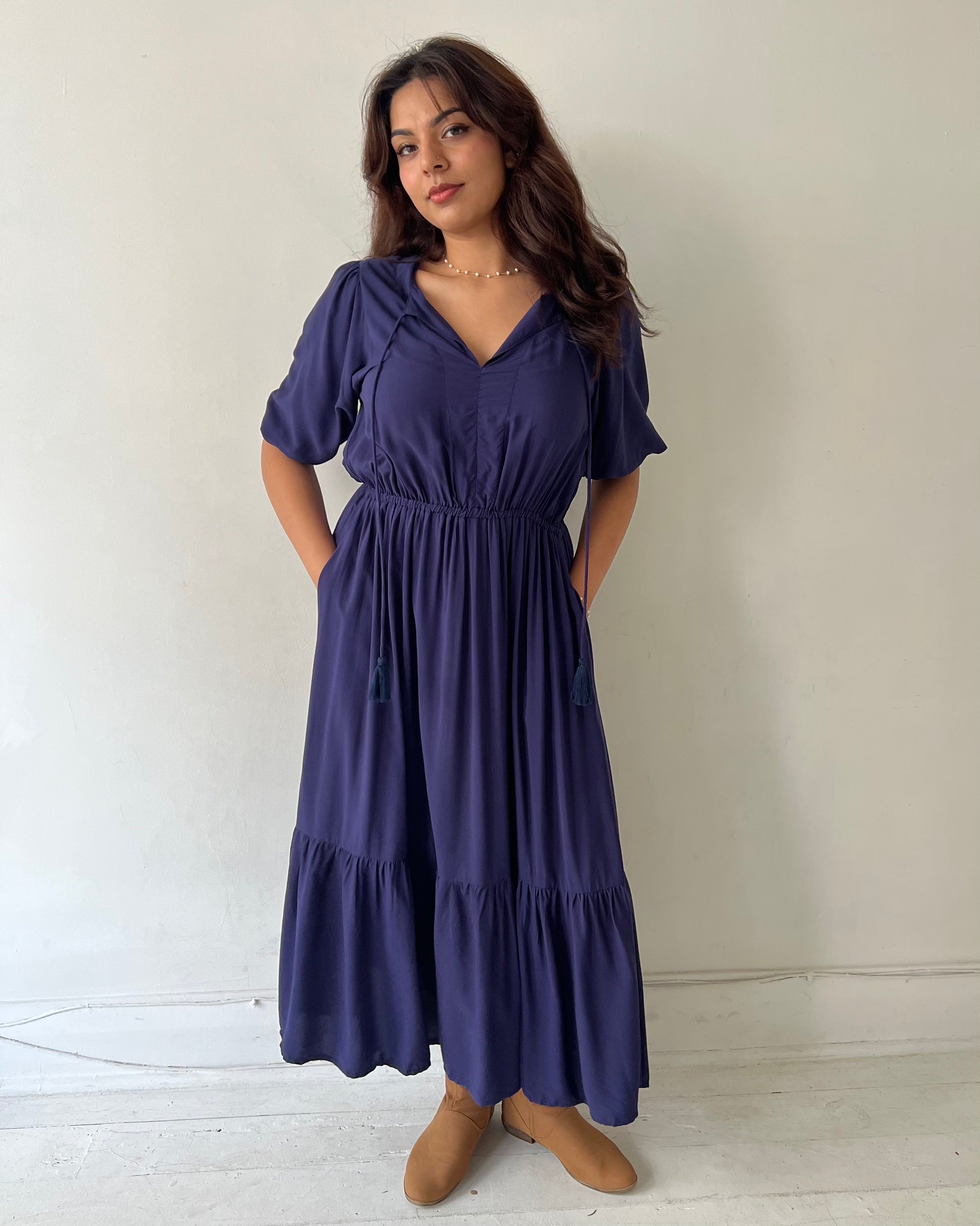 LAWRIE MIDI DRESS NAVY
