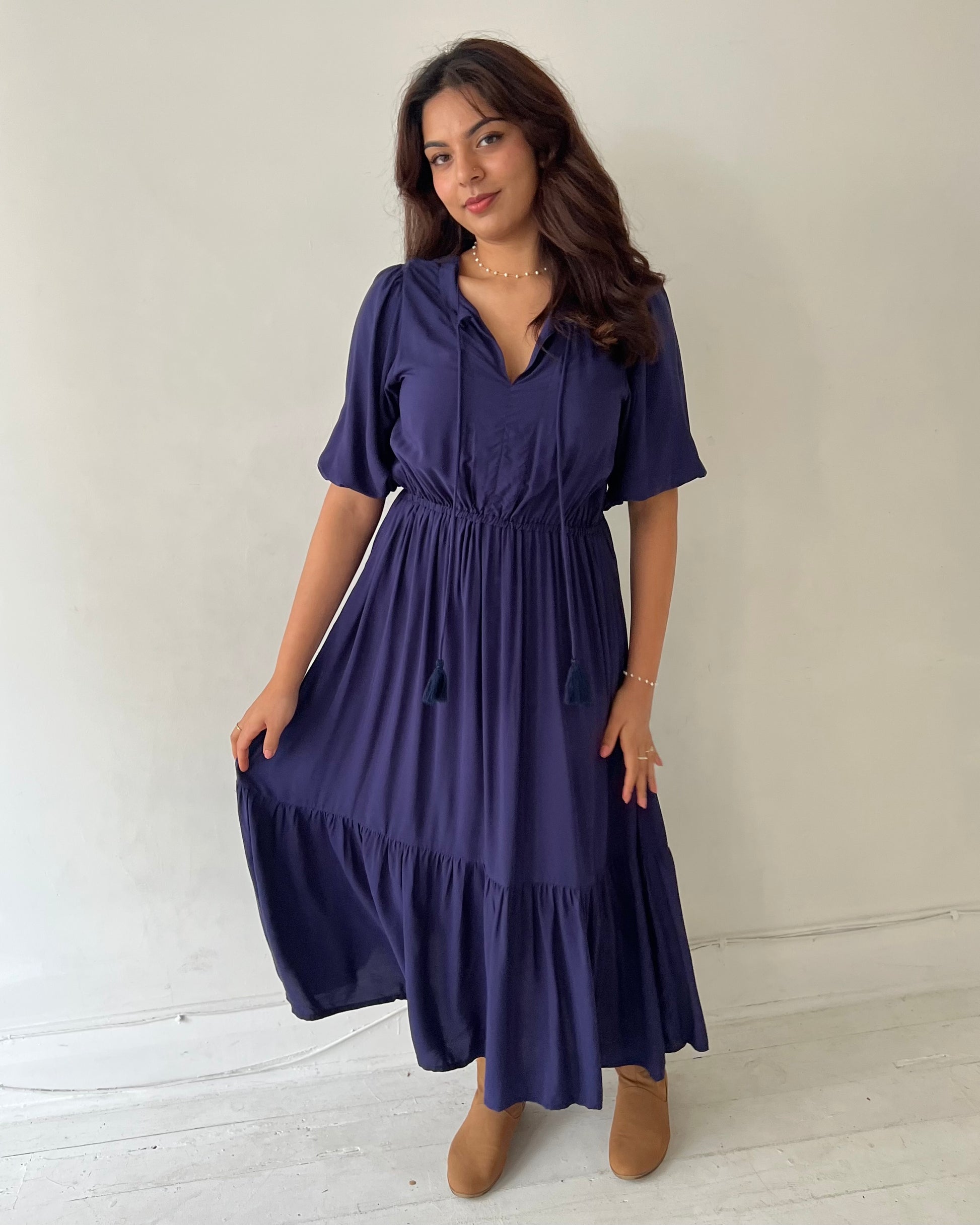 LAWRIE MIDI DRESS NAVY