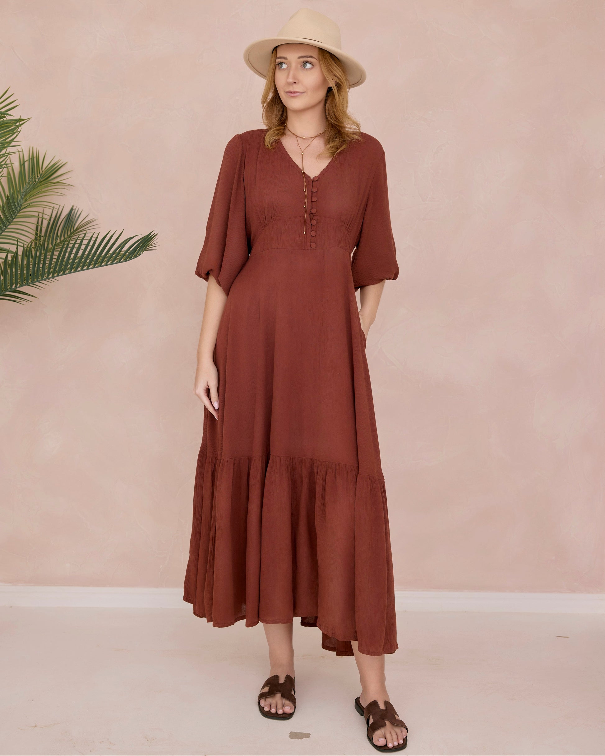 OLYMPIA MAXI DRESS MOCHA