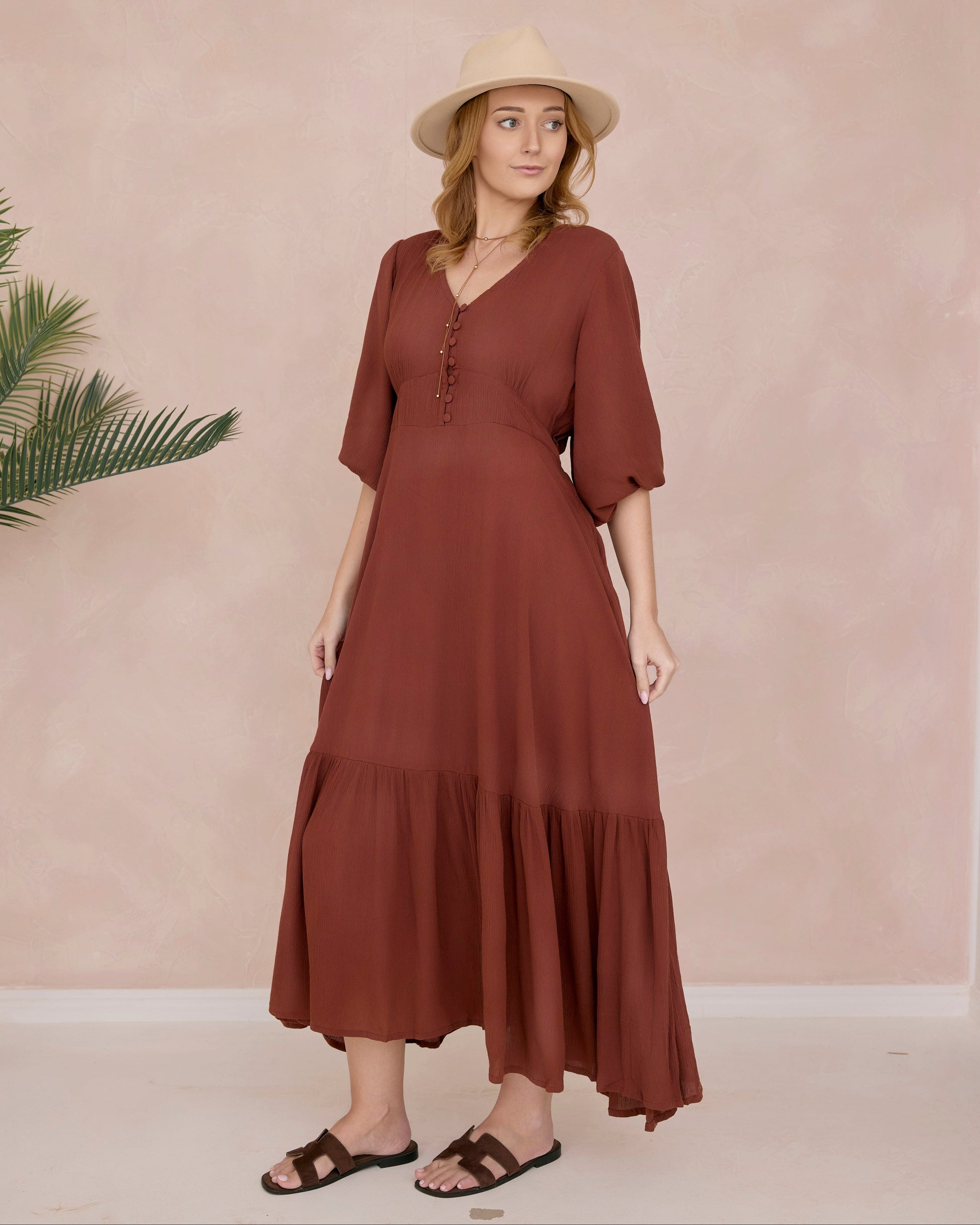 OLYMPIA MAXI DRESS MOCHA