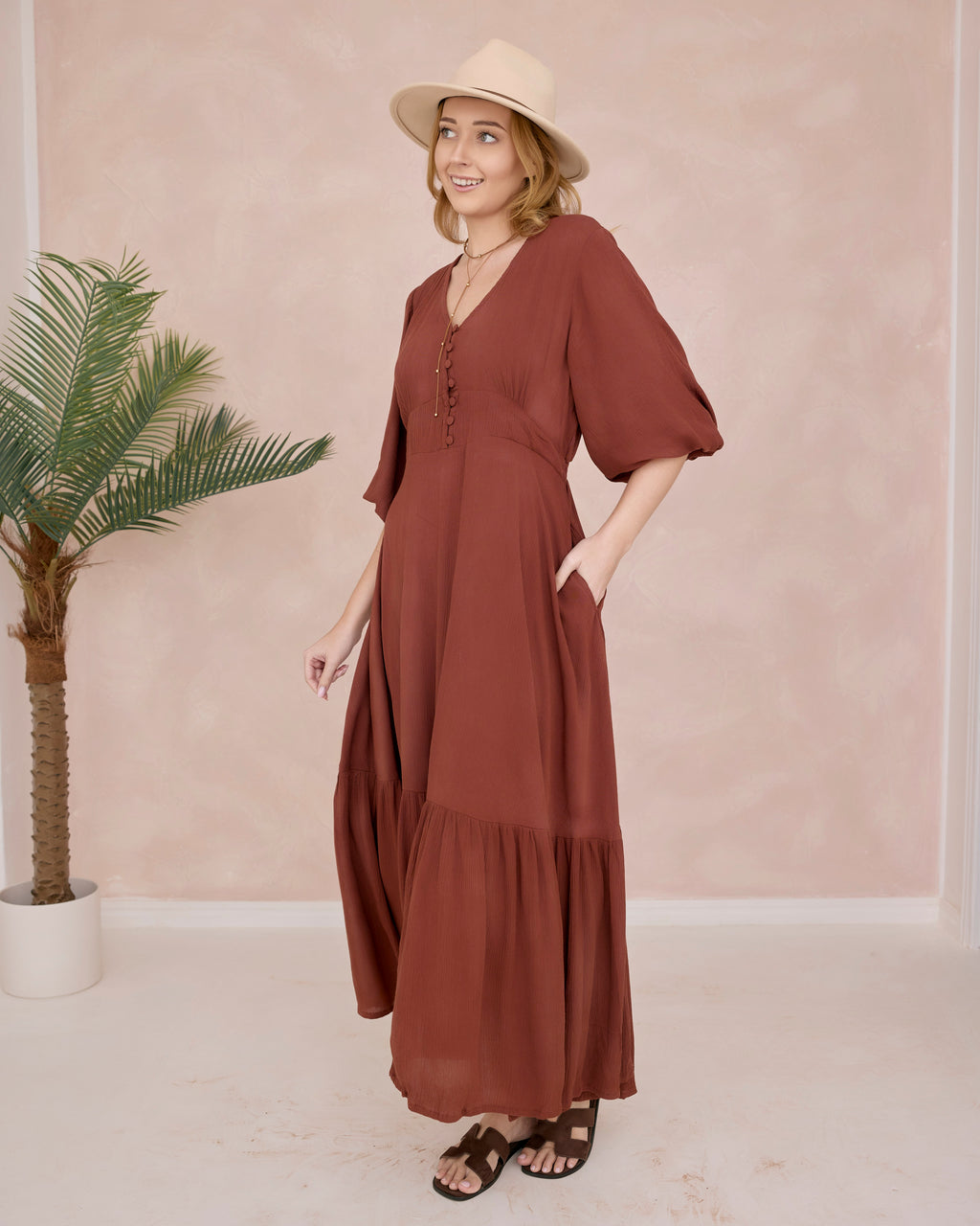 OLYMPIA MAXI DRESS MOCHA